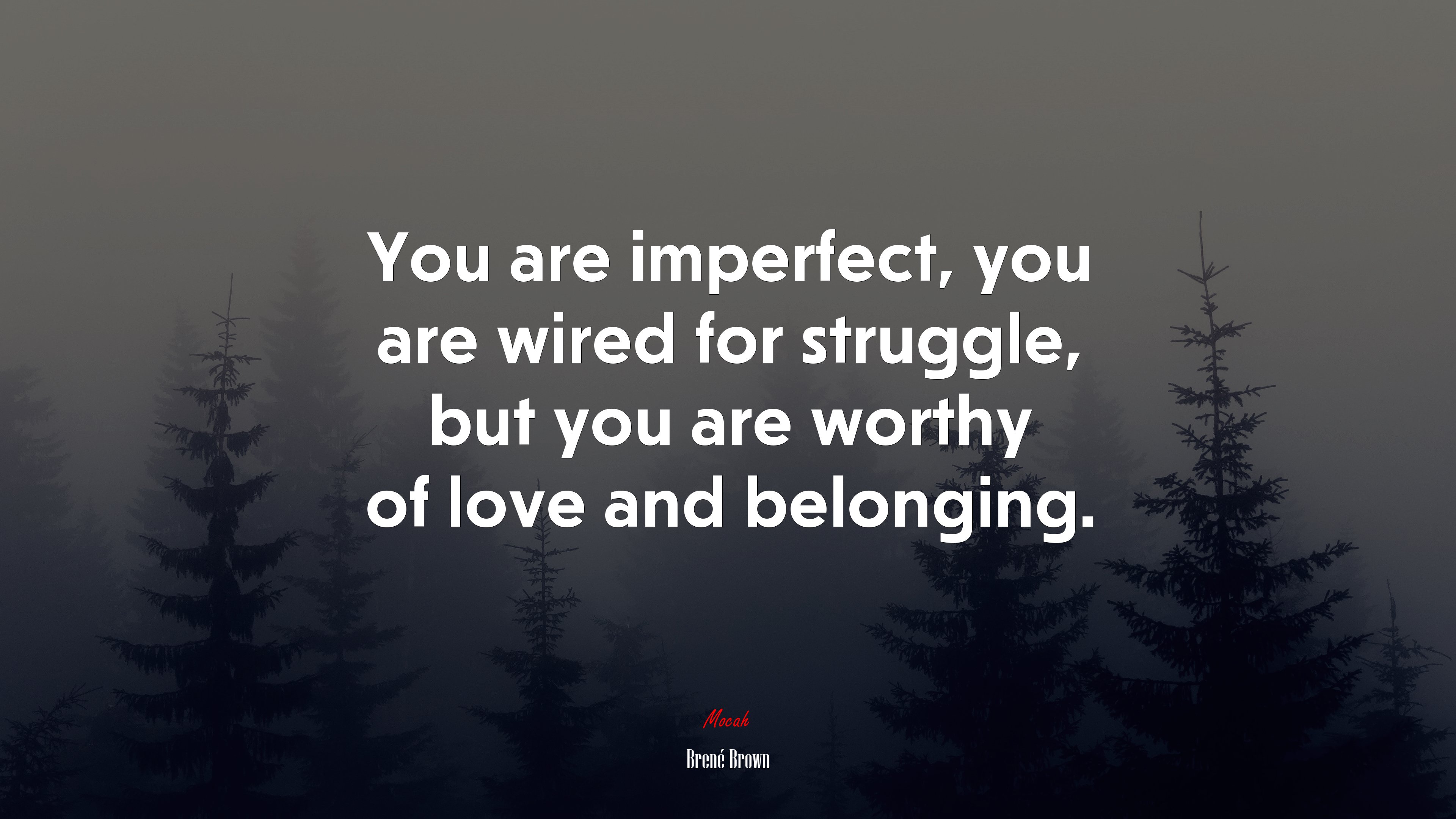 You are imperfect, you are wired for struggle, but you are worthy of love and belonging. | Brené Brown quote HD Wallpaper
