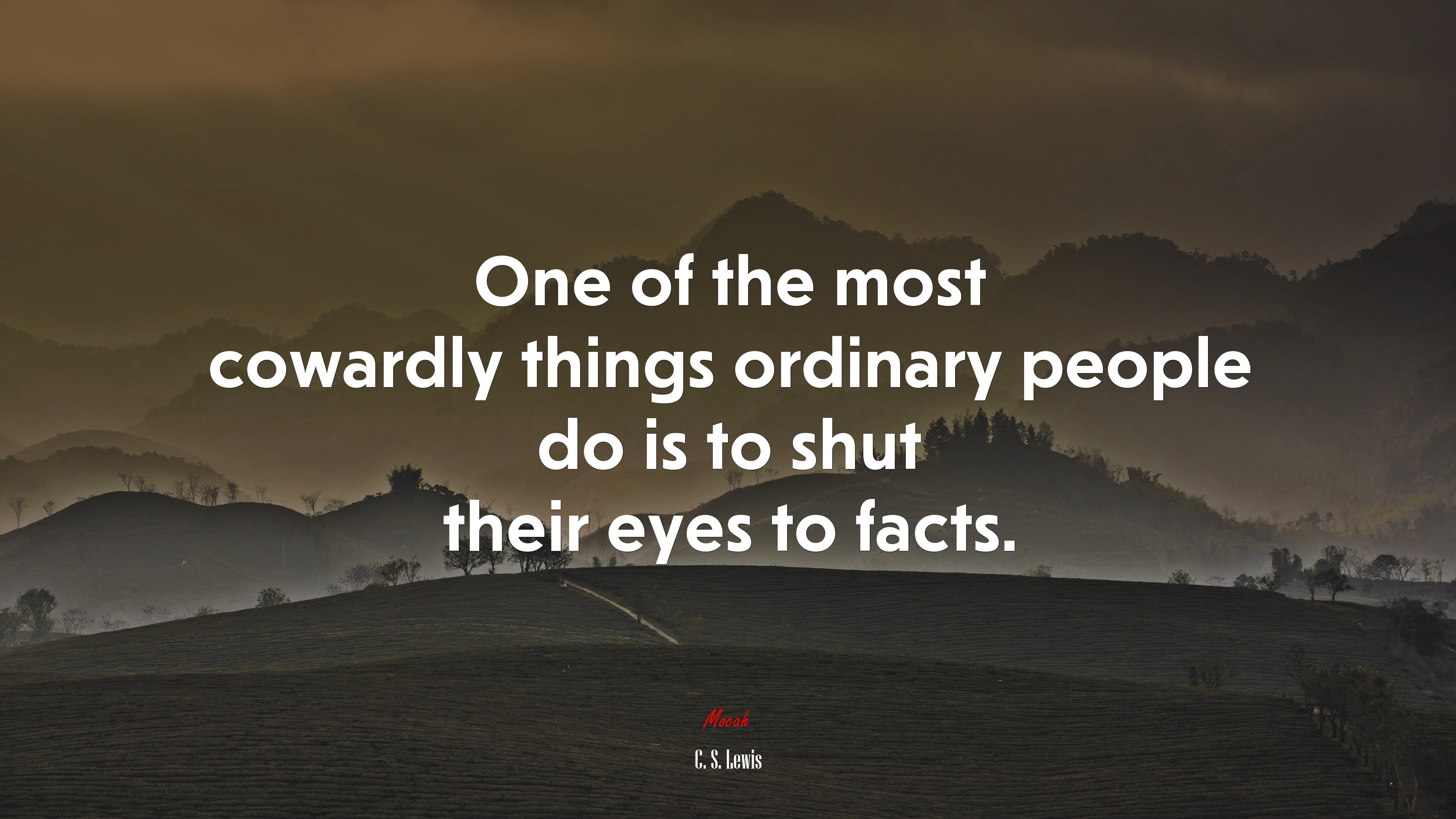 One of the most cowardly things ordinary people do is to shut their eyes to facts. | C. S. Lewis quote HD Wallpaper