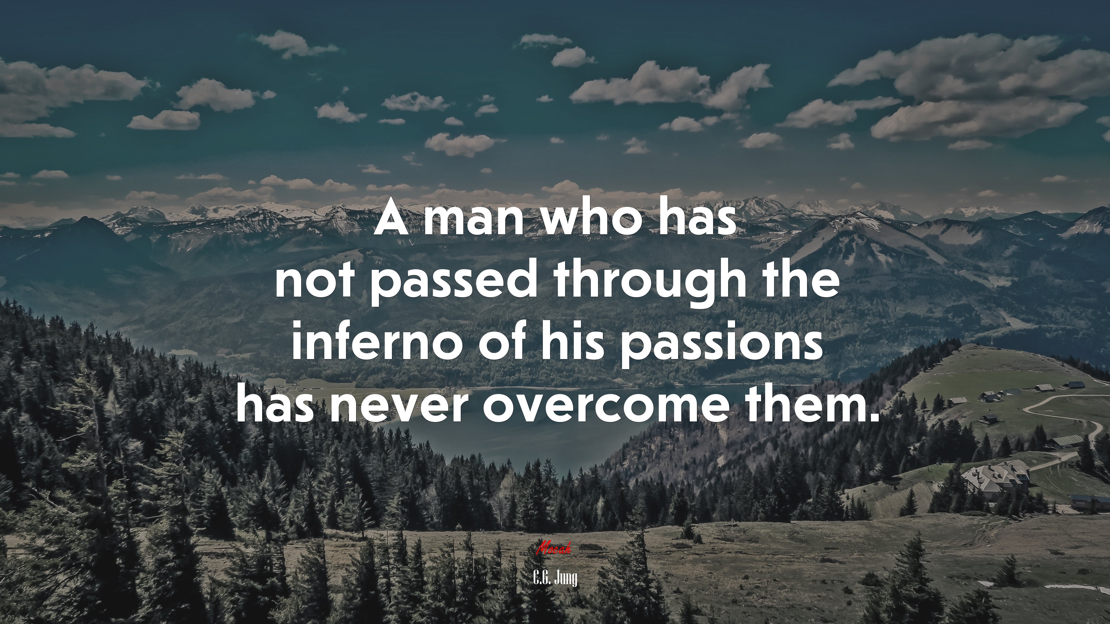 A man who has not passed through the inferno of his passions has never overcome them. | C.G. Jung quote HD Wallpaper