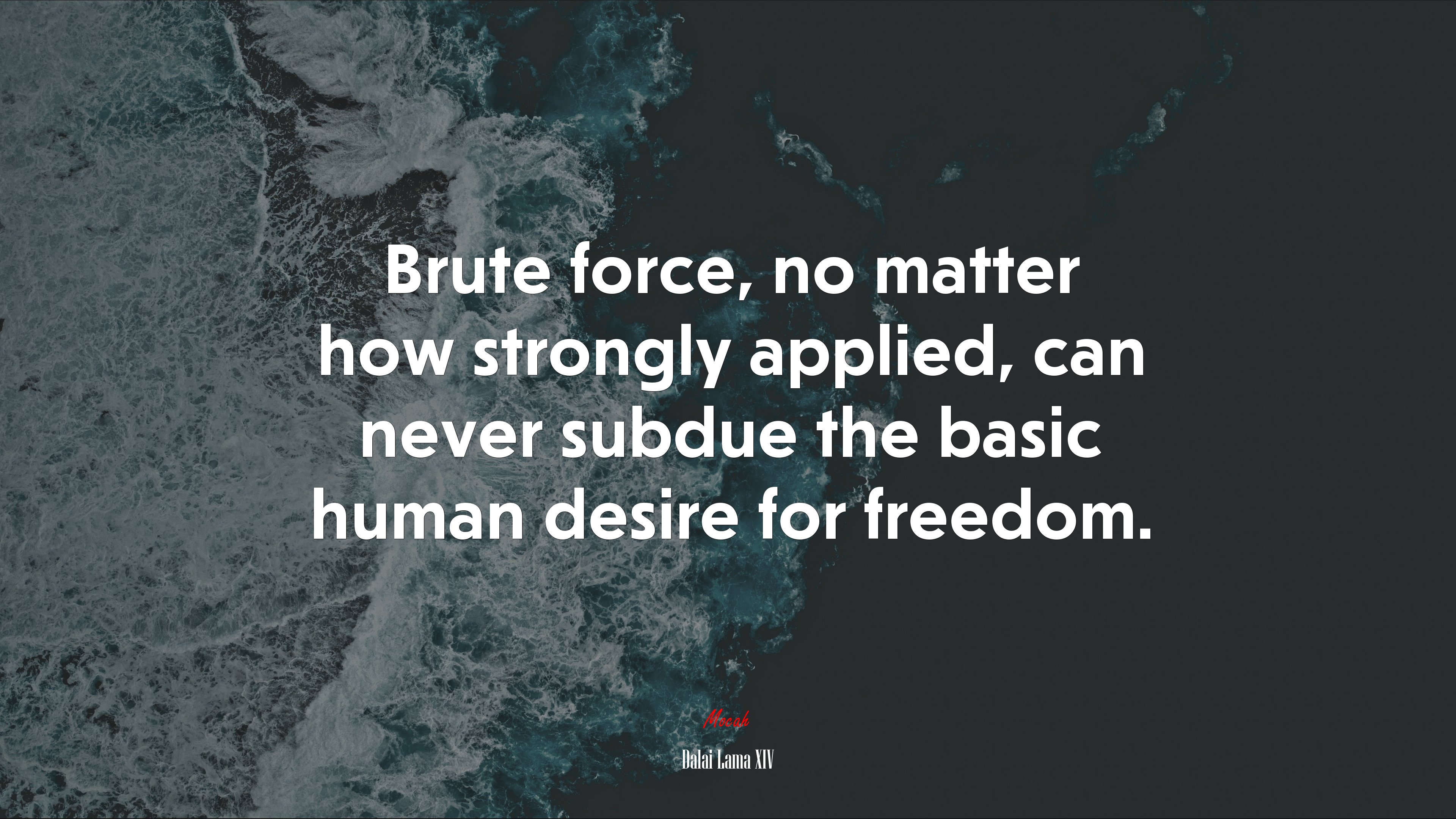 Brute force, no matter how strongly applied, can never subdue the basic human desire for freedom. | Dalai Lama XIV quote HD Wallpaper