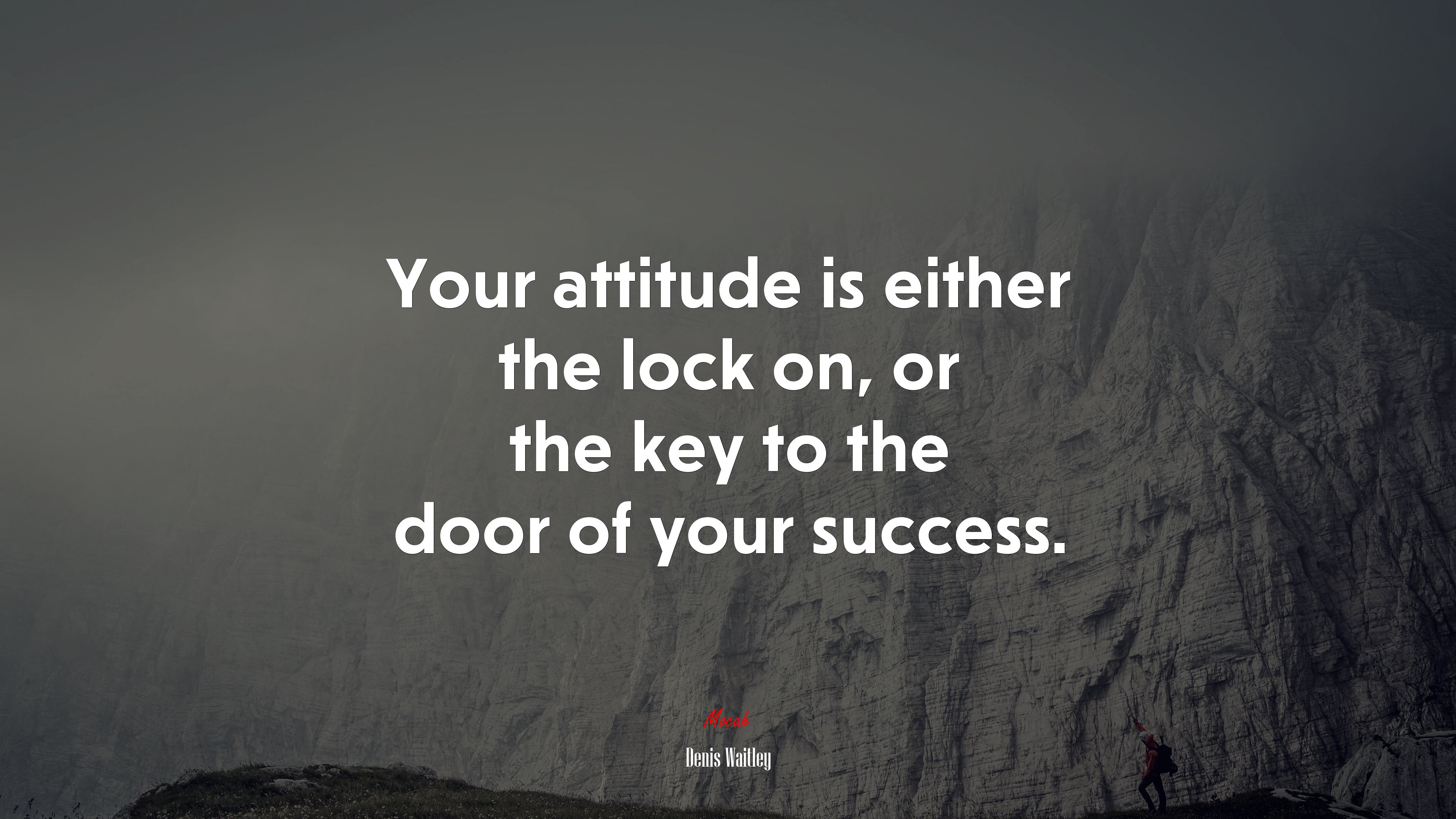 Your attitude is either the lock on, or the key to the door of your success. | Denis Waitley quote HD Wallpaper