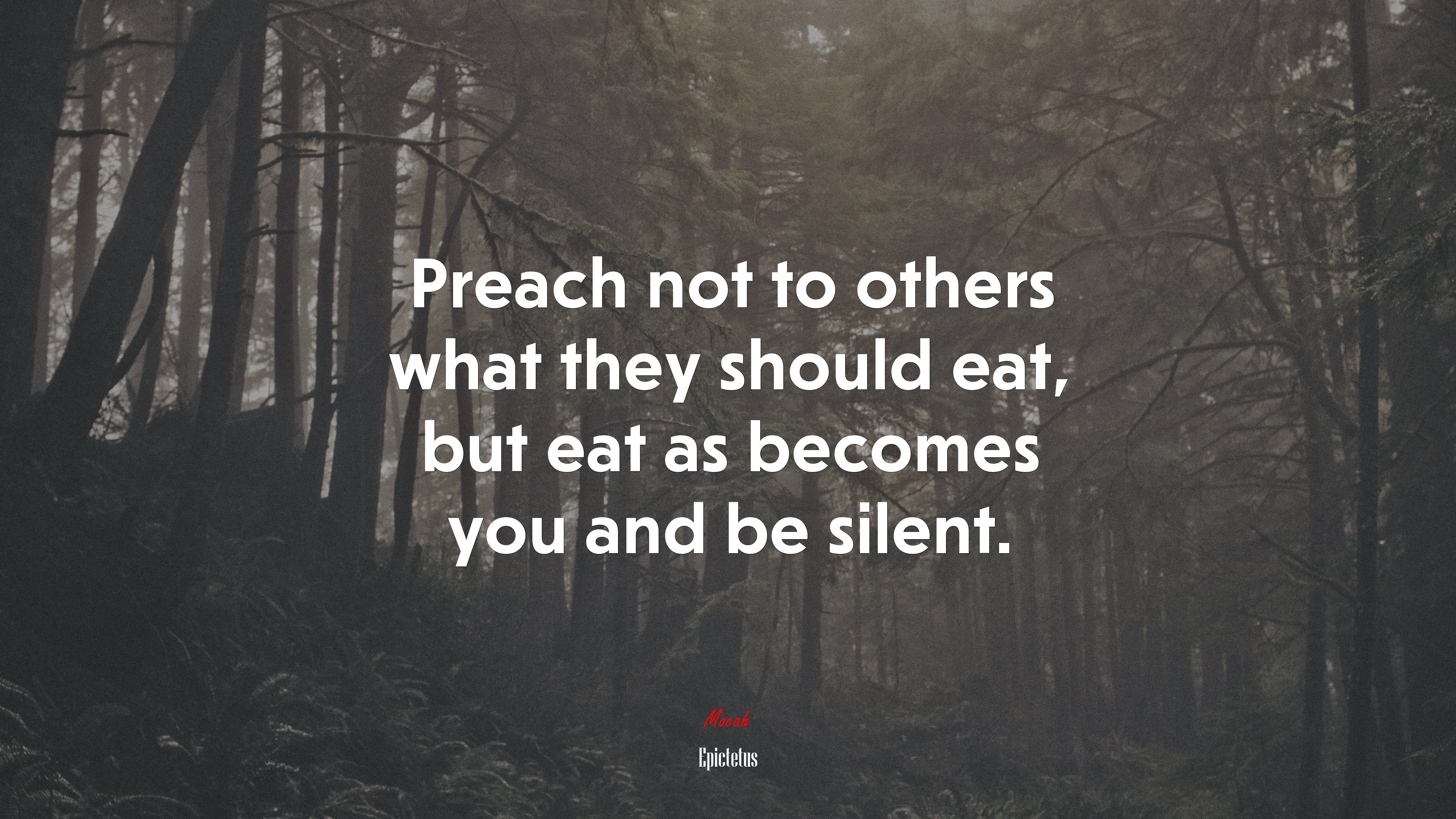 Preach not to others what they should eat, but eat as becomes you and be silent. | Epictetus quote HD Wallpaper