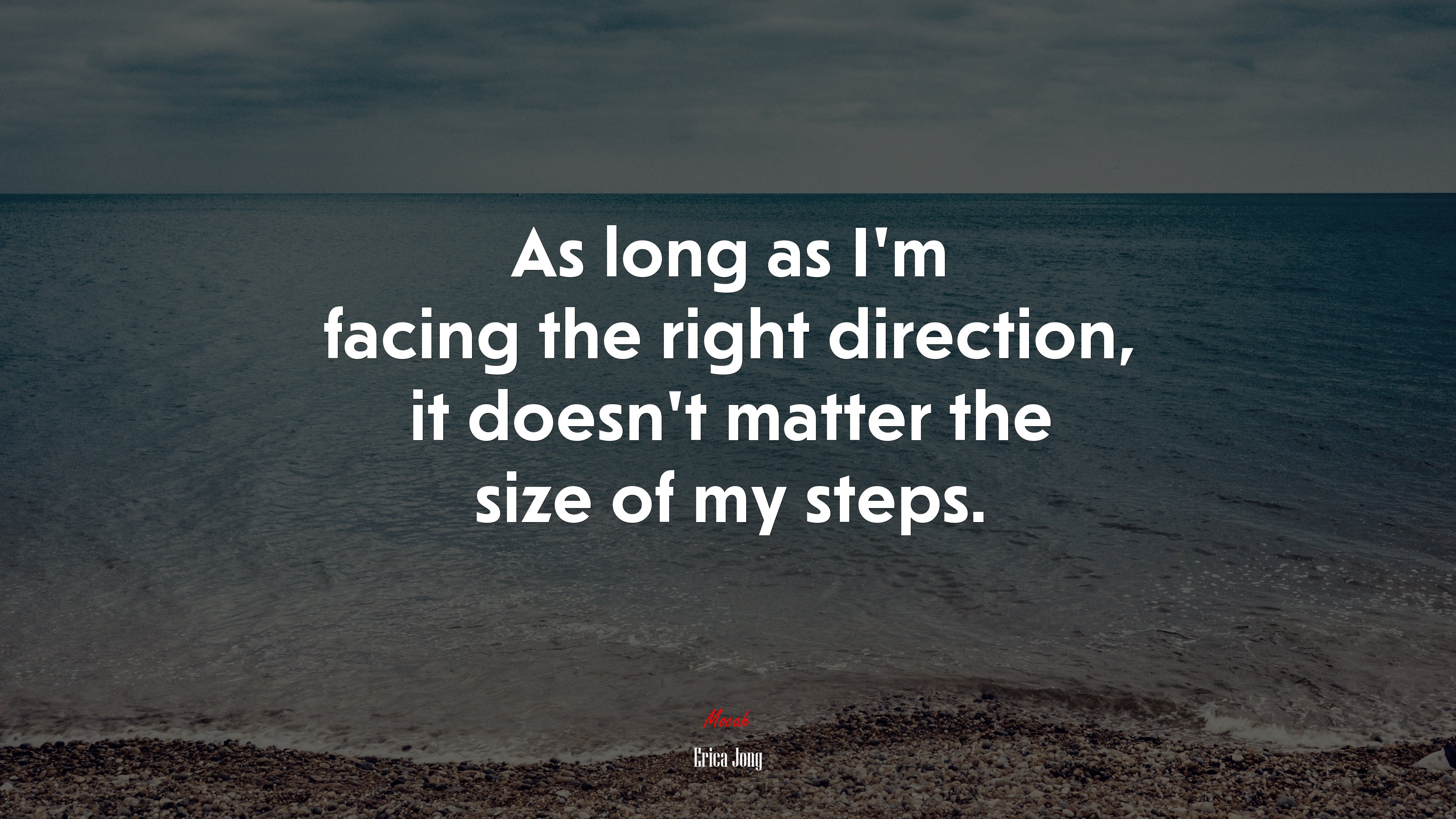 As long as I’m facing the right direction, it doesn’t matter the size of my steps. | Erica Jong quote HD Wallpaper