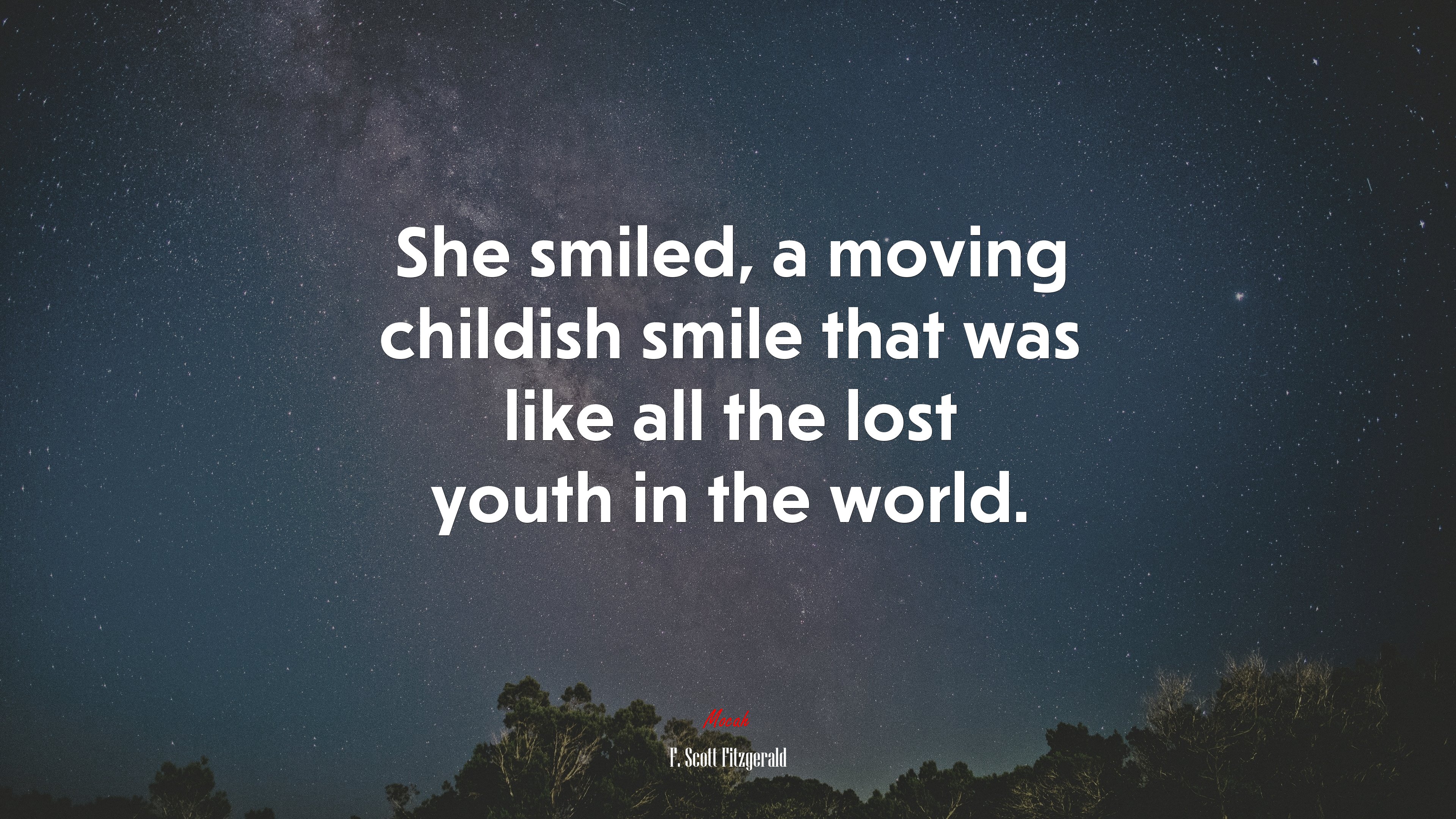 She smiled, a moving childish smile that was like all the lost youth in the world. | F. Scott Fitzgerald quote HD Wallpaper