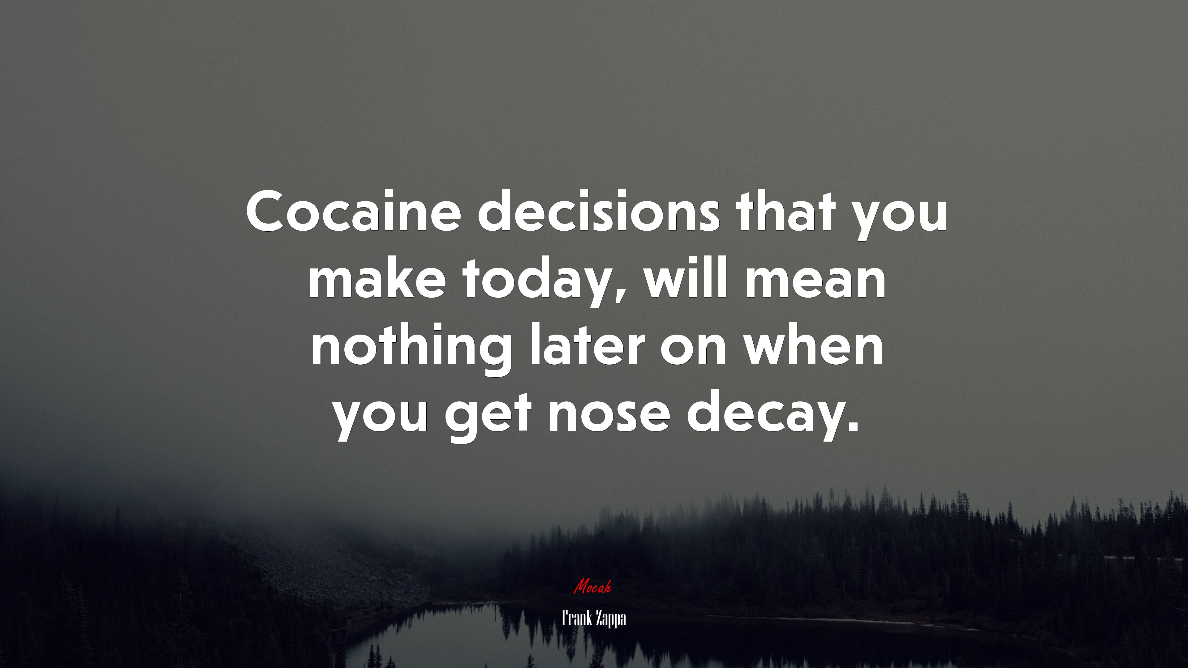 Cocaine decisions that you make today, will mean nothing later on when you get nose decay. | Frank Zappa quote HD Wallpaper