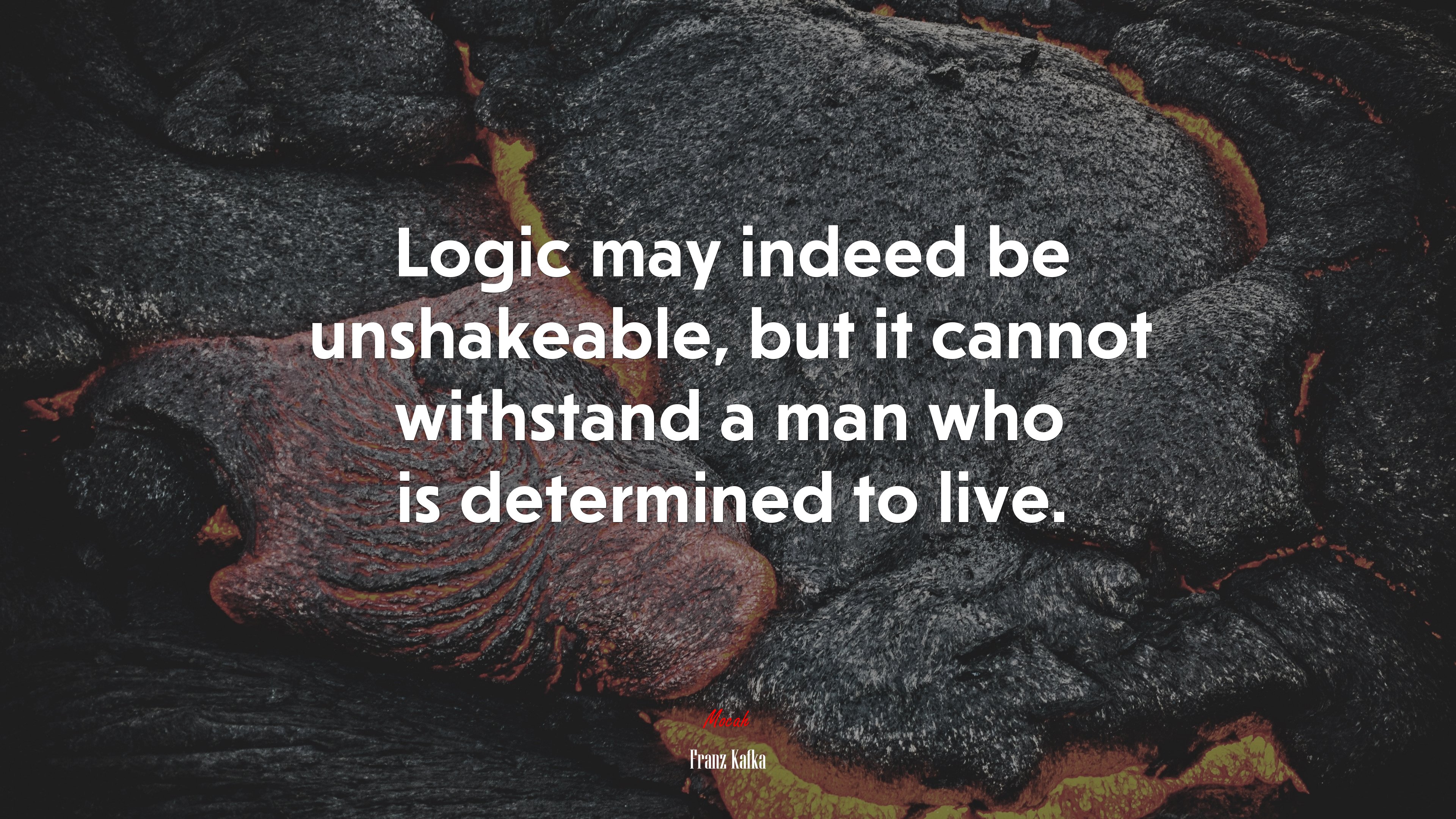 Logic may indeed be unshakeable, but it cannot withstand a man who is determined to live. | Franz Kafka quote HD Wallpaper