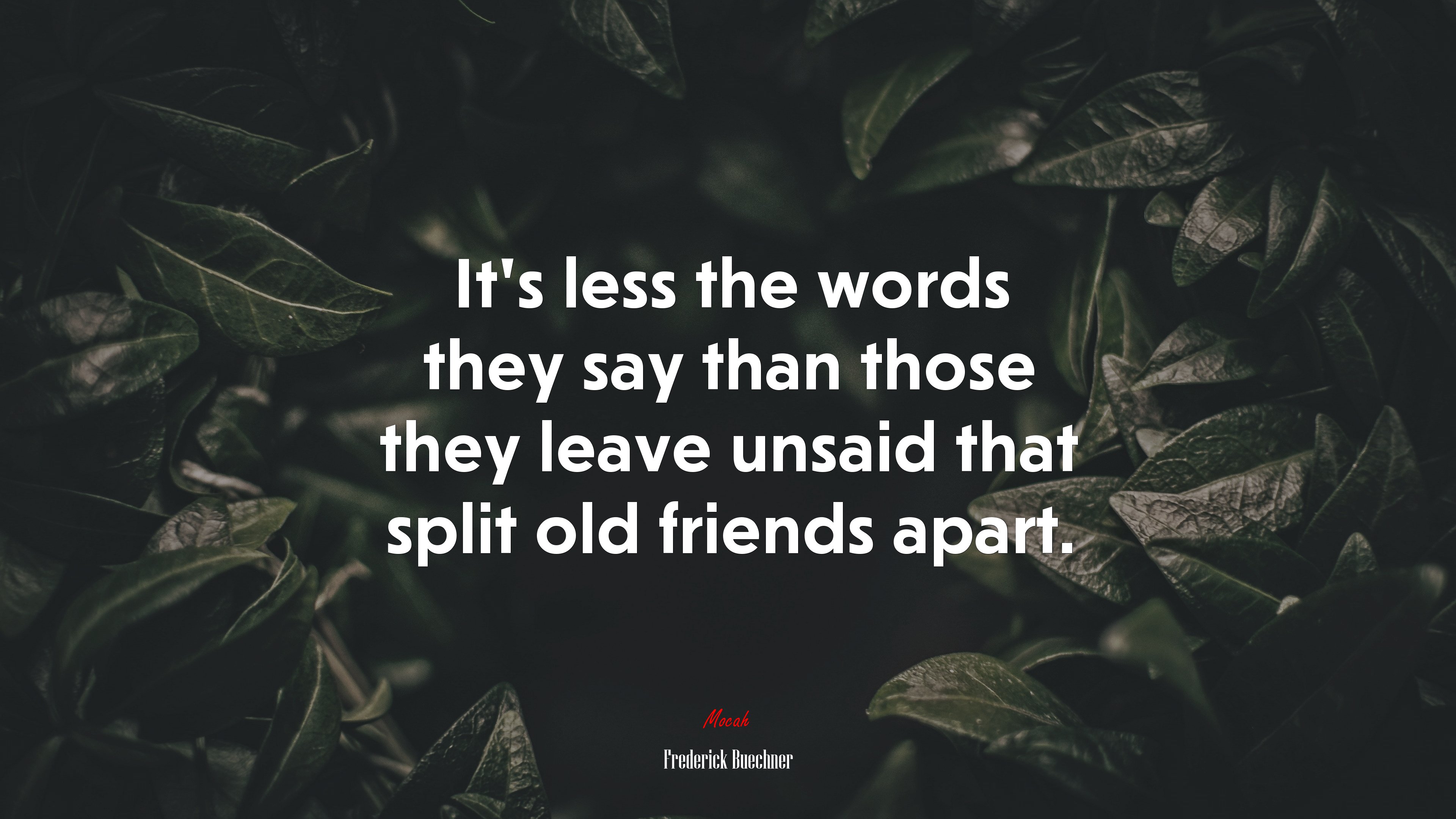It’s less the words they say than those they leave unsaid that split old friends apart. | Frederick Buechner quote HD Wallpaper