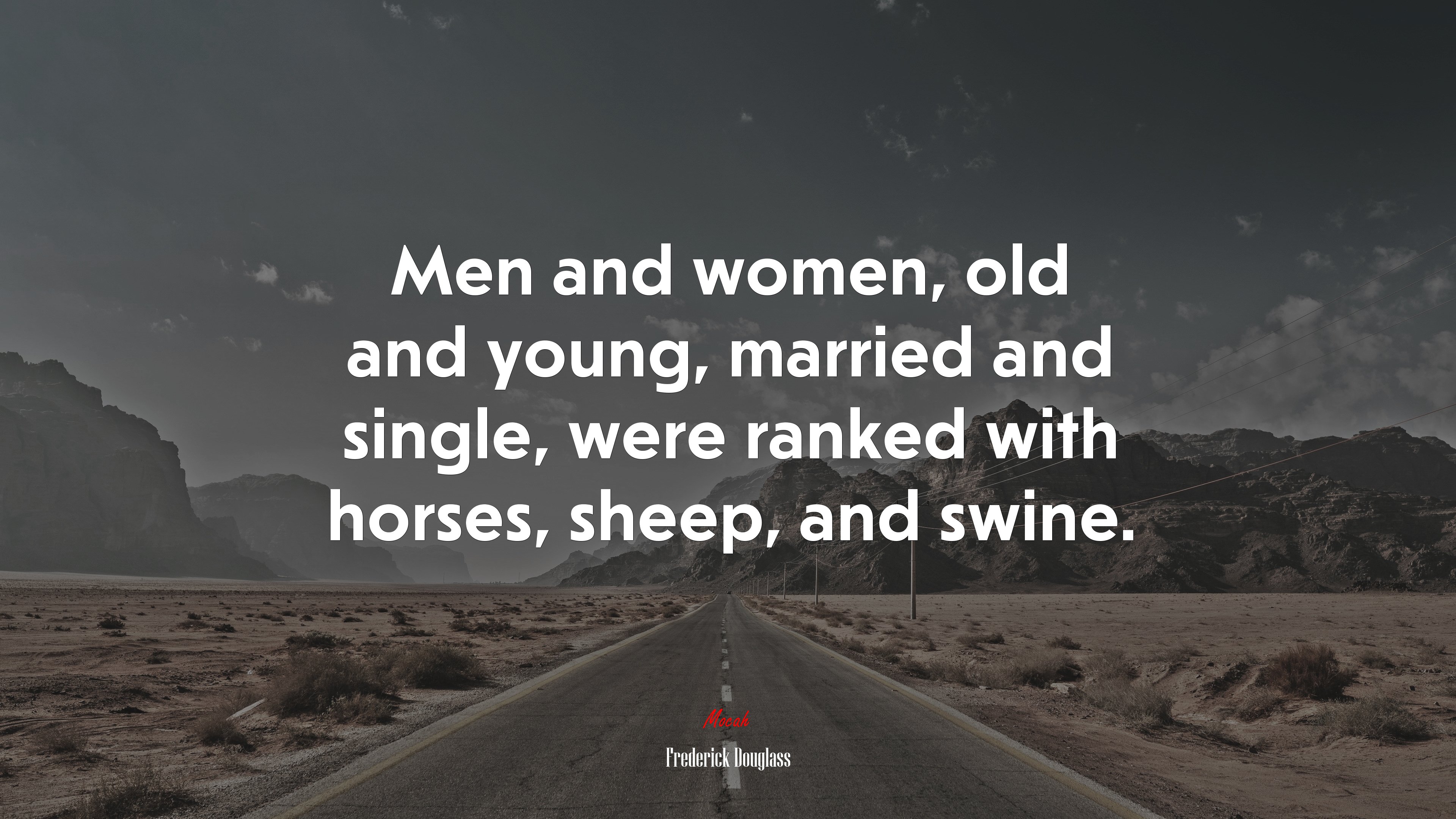 Men and women, old and young, married and single, were ranked with horses, sheep, and swine. | Frederick Douglass quote HD Wallpaper