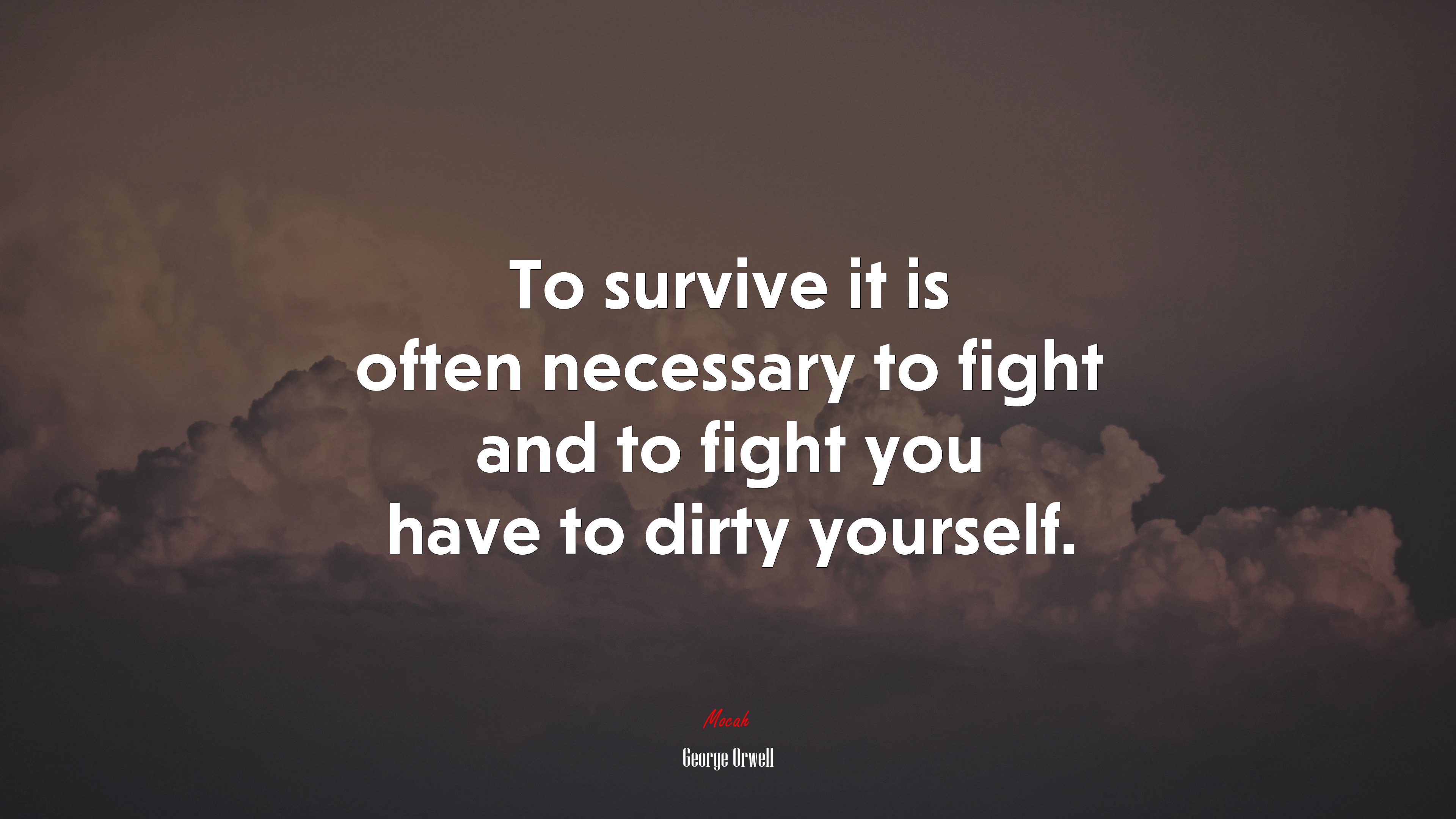 To survive it is often necessary to fight and to fight you have to dirty yourself. | George Orwell quote HD Wallpaper