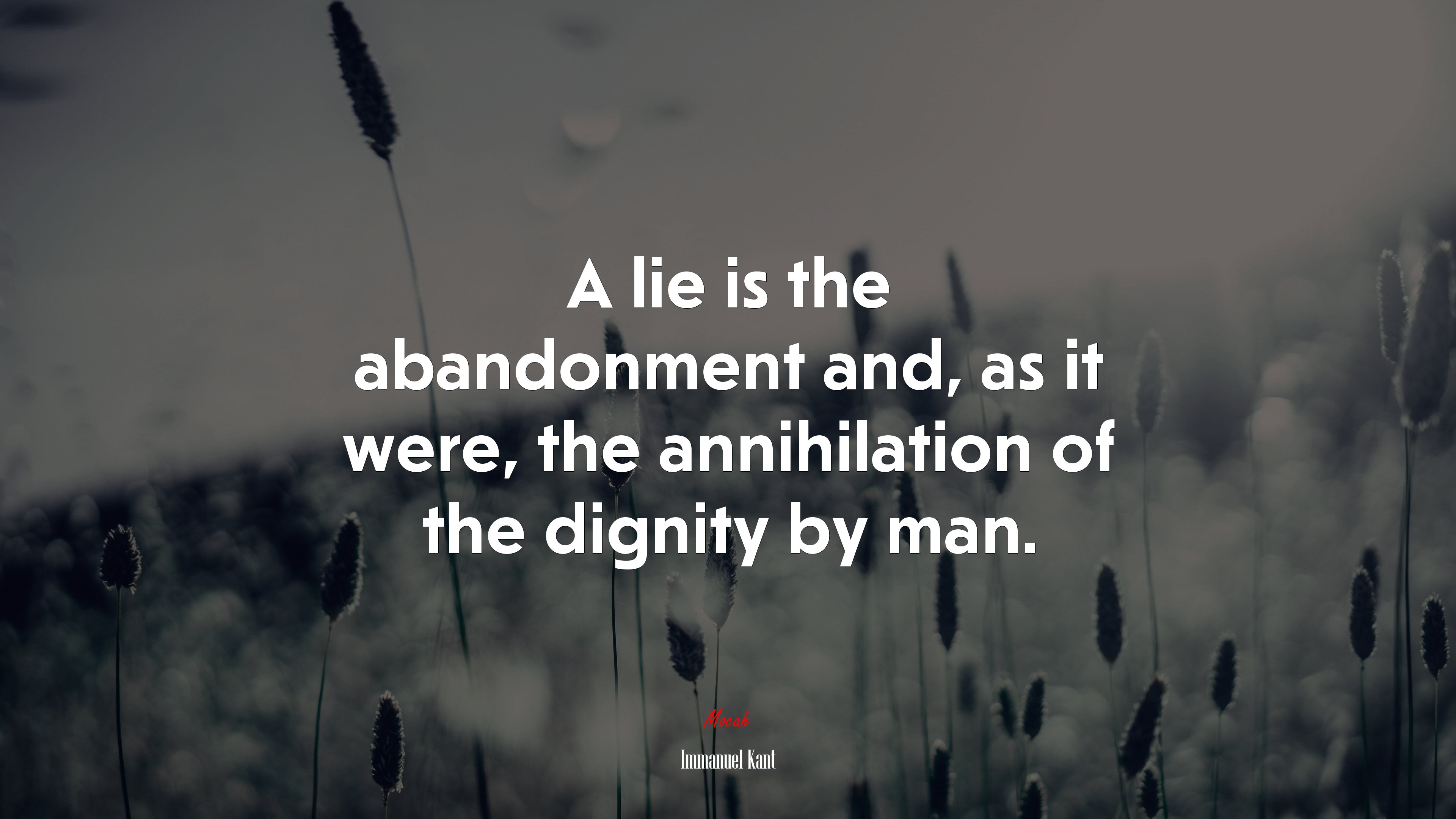 A lie is the abandonment and, as it were, the annihilation of the dignity by man. | Immanuel Kant quote HD Wallpaper