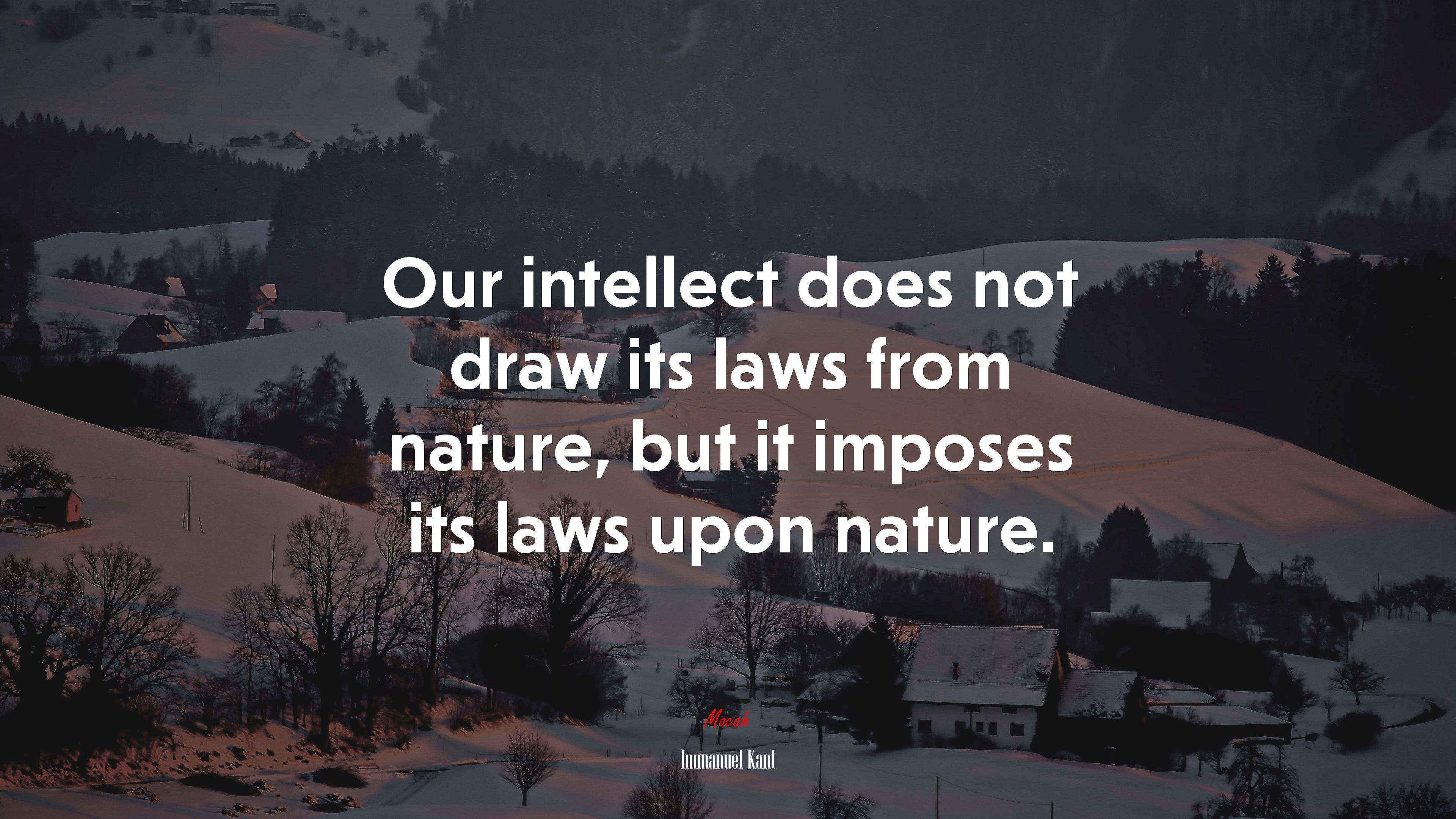 Our intellect does not draw its laws from nature, but it imposes its laws upon nature. | Immanuel Kant quote HD Wallpaper