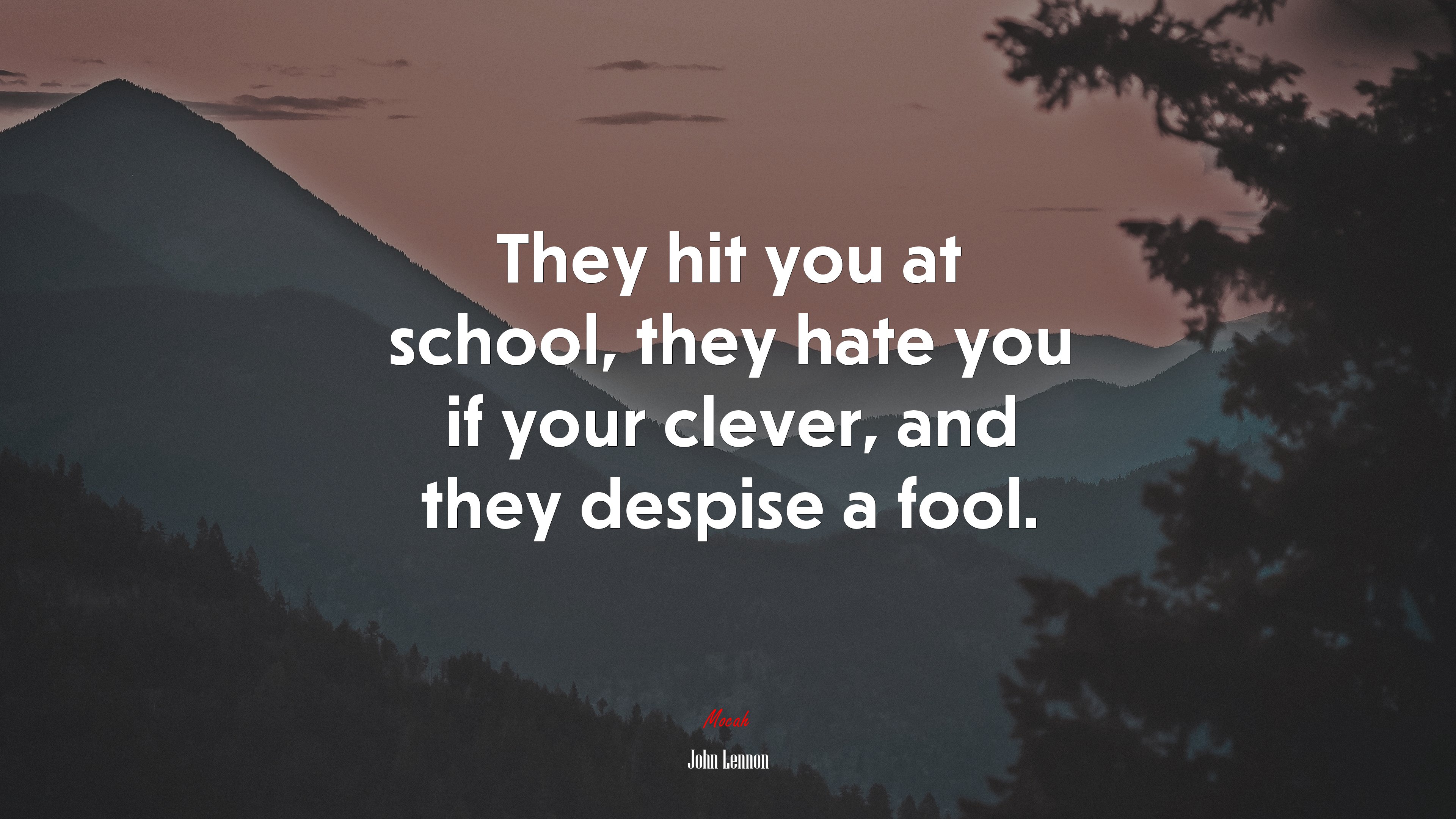 They hit you at school, they hate you if your clever, and they despise a fool. | John Lennon quote HD Wallpaper