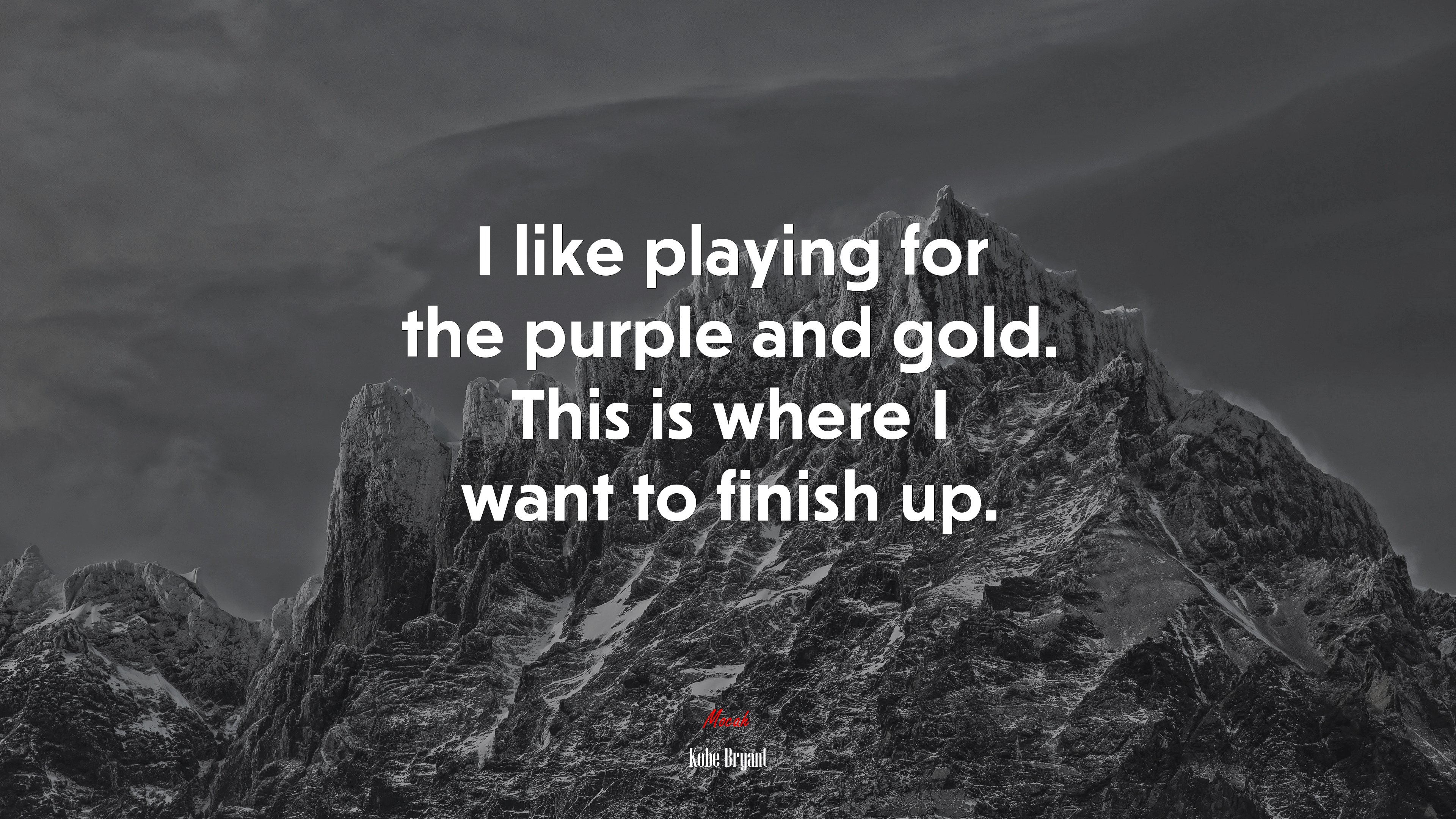 I like playing for the purple and gold. This is where I want to finish up. | Kobe Bryant quote HD Wallpaper