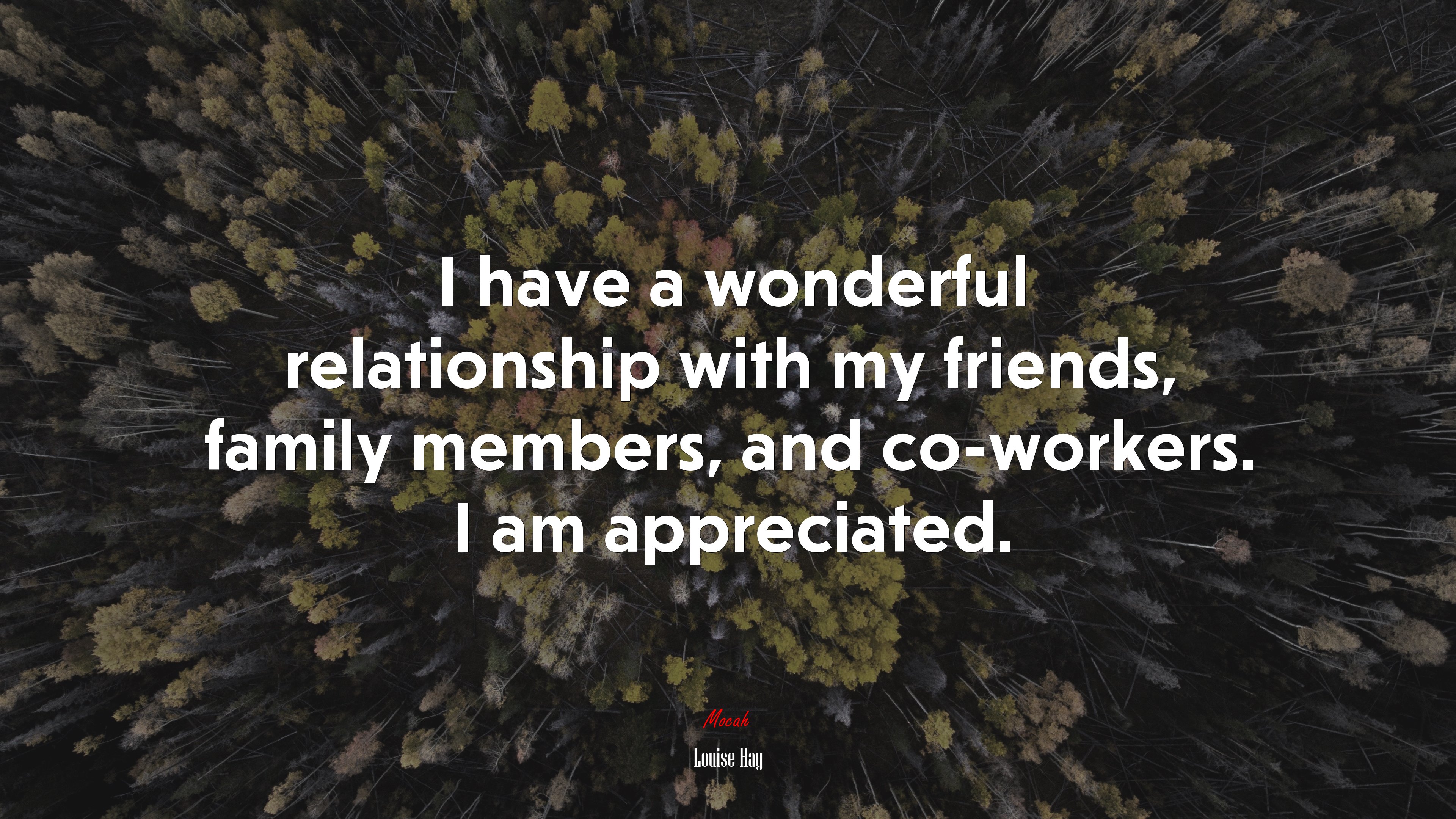 I have a wonderful relationship with my friends, family members, and co-workers. I am appreciated. | Louise Hay quote HD Wallpaper