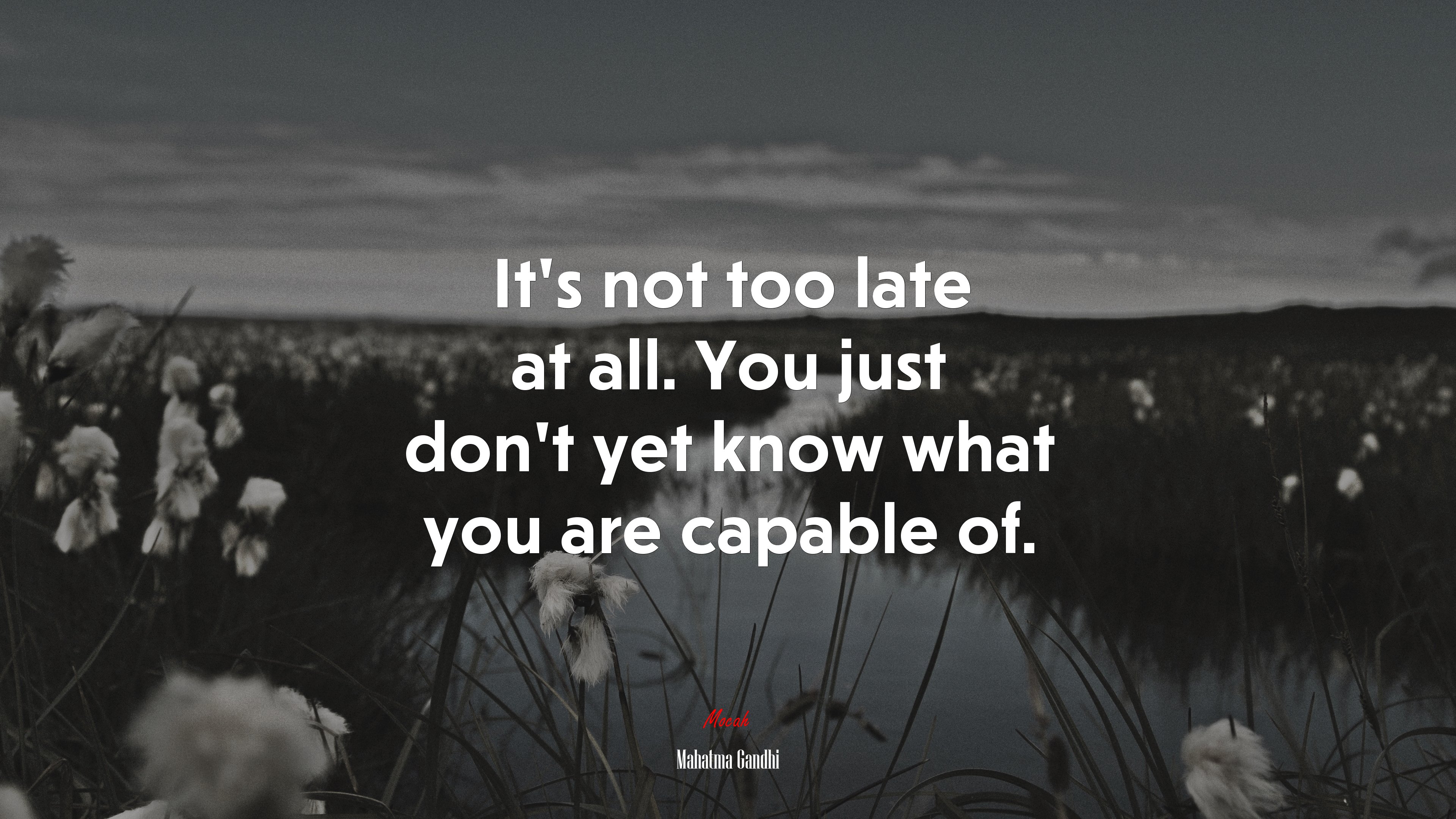 It’s not too late at all. You just don’t yet know what you are capable of. | Mahatma Gandhi quote HD Wallpaper
