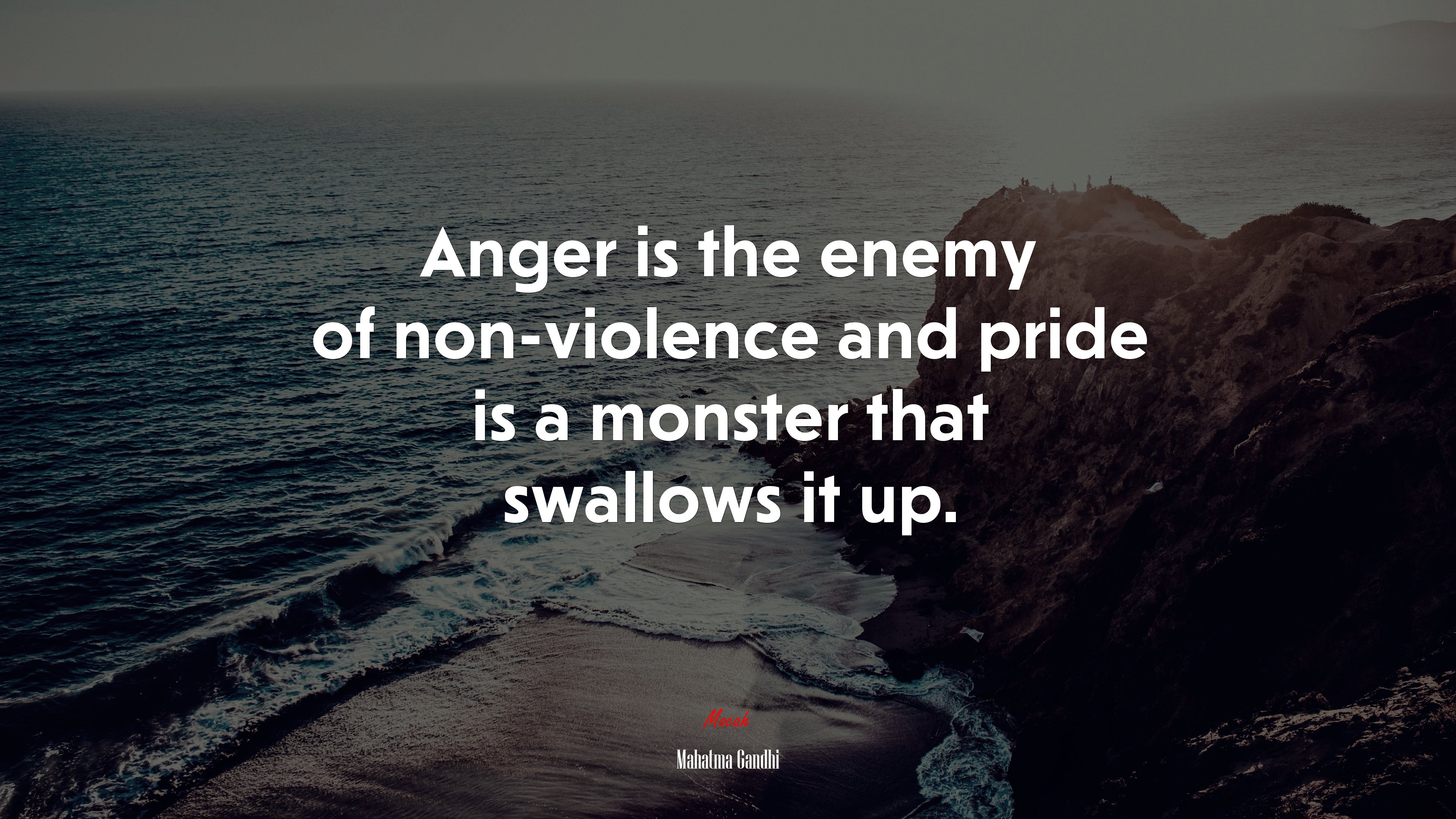 Anger is the enemy of non-violence and pride is a monster that swallows it up. | Mahatma Gandhi quote HD Wallpaper