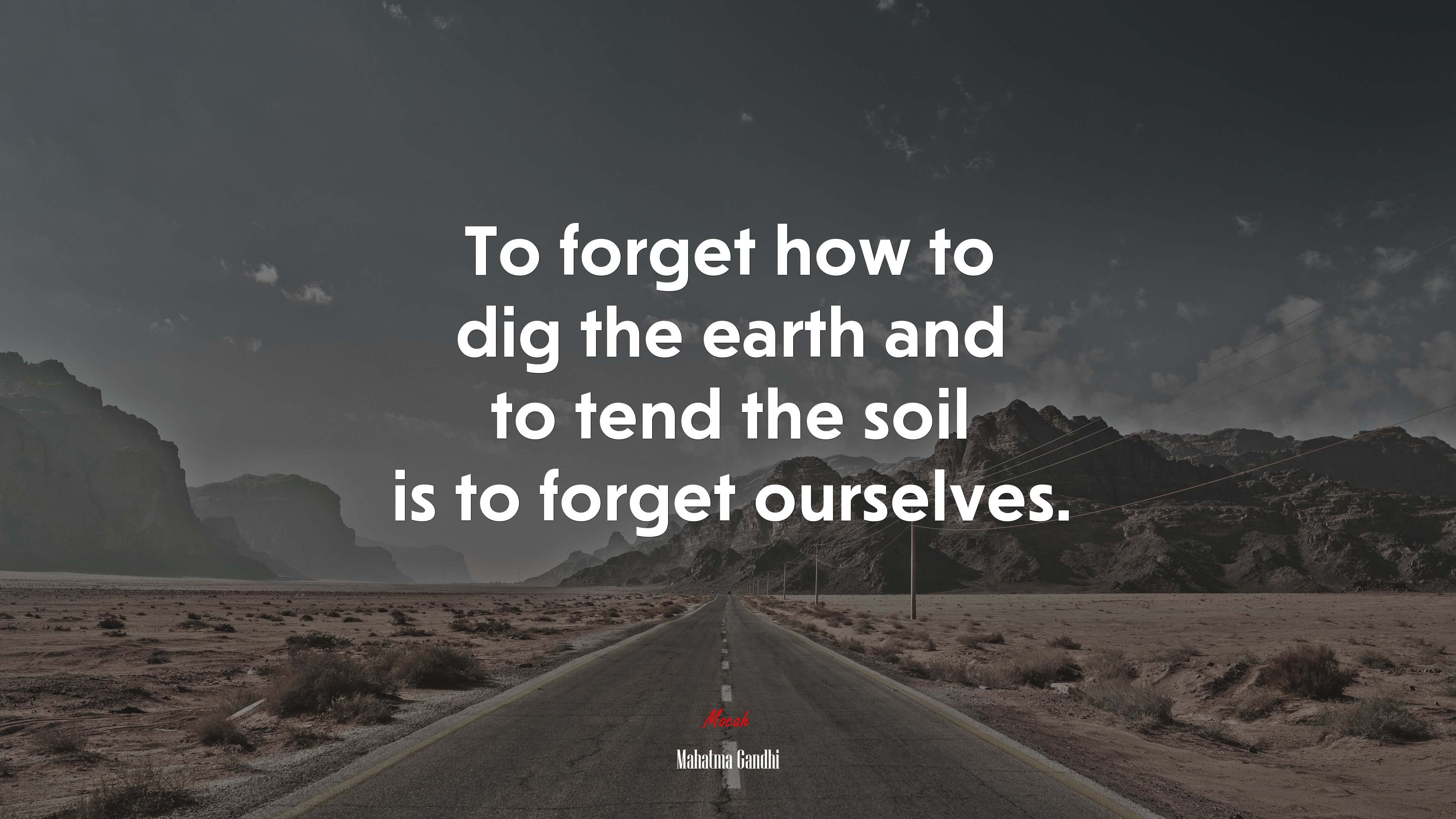 To forget how to dig the earth and to tend the soil is to forget ourselves. | Mahatma Gandhi quote HD Wallpaper