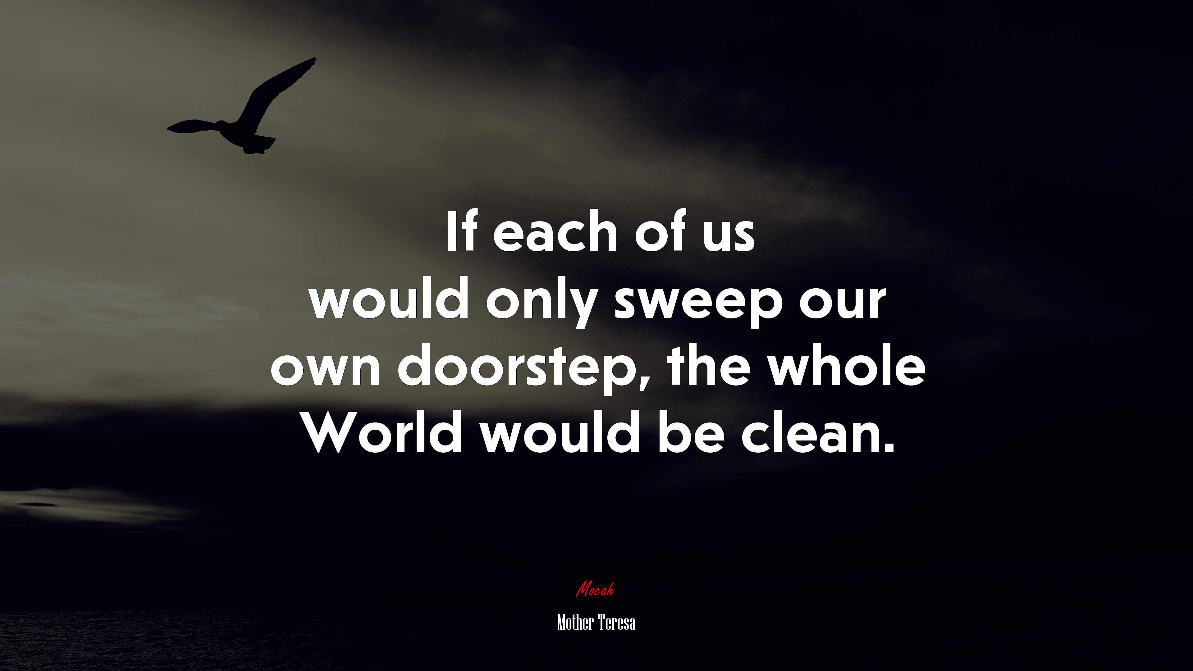 If each of us would only sweep our own doorstep, the whole World would be clean. | Mother Teresa quote HD Wallpaper
