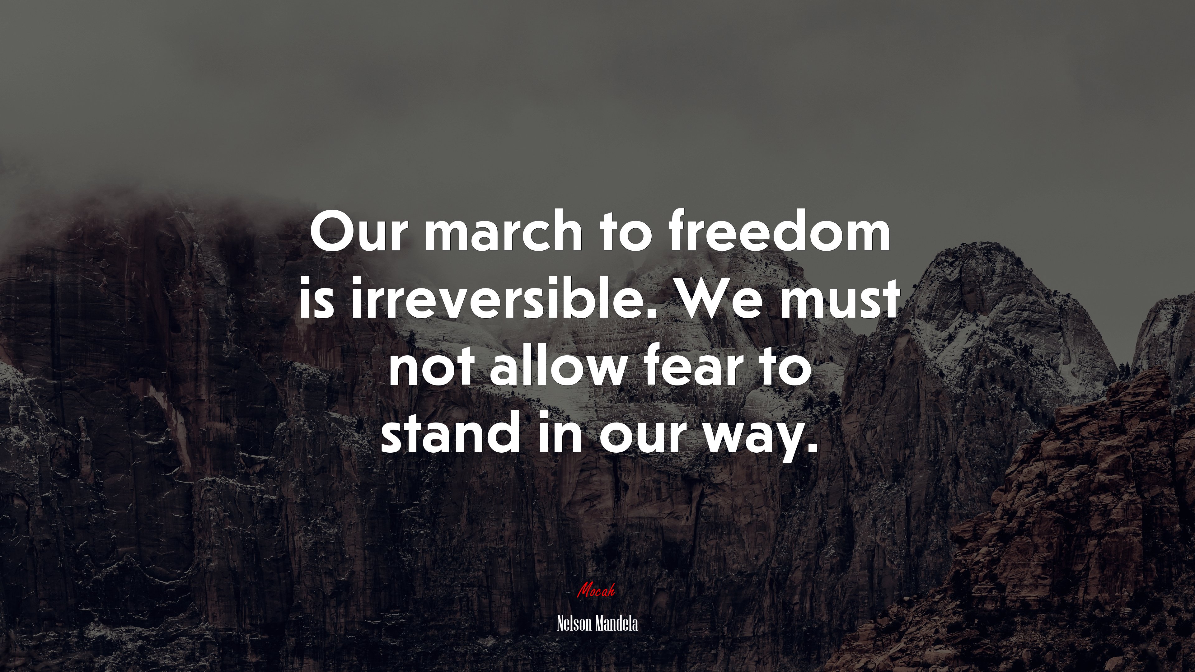 Our march to freedom is irreversible. We must not allow fear to stand in our way. | Nelson Mandela quote HD Wallpaper
