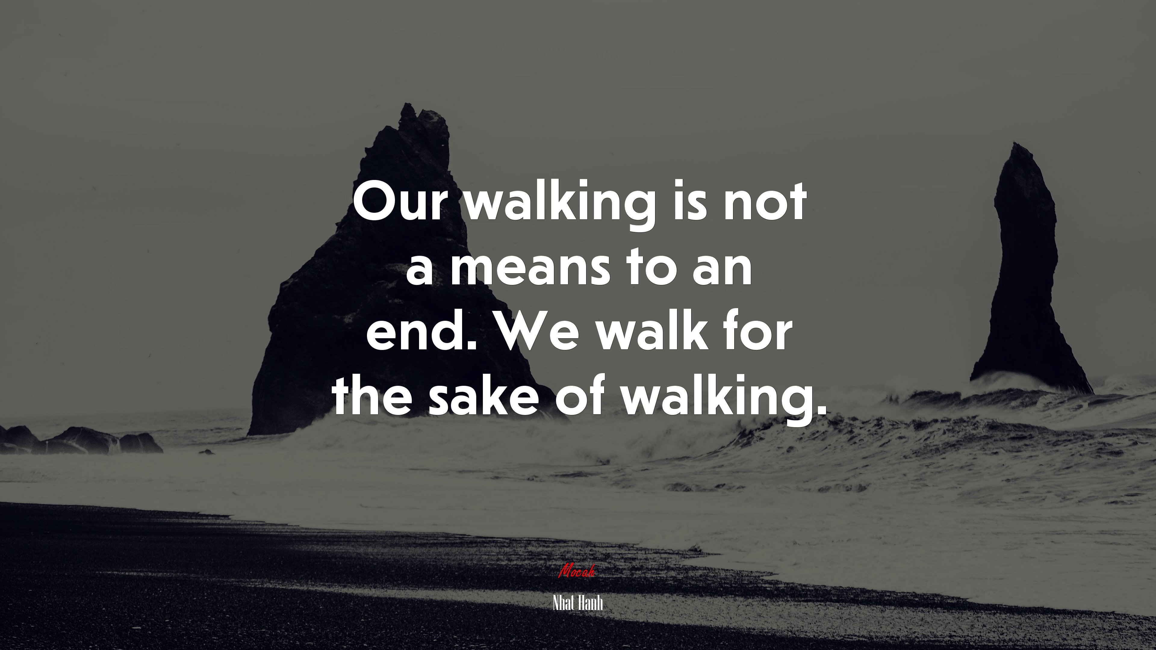 Our walking is not a means to an end. We walk for the sake of walking. | Nhat Hanh quote HD Wallpaper