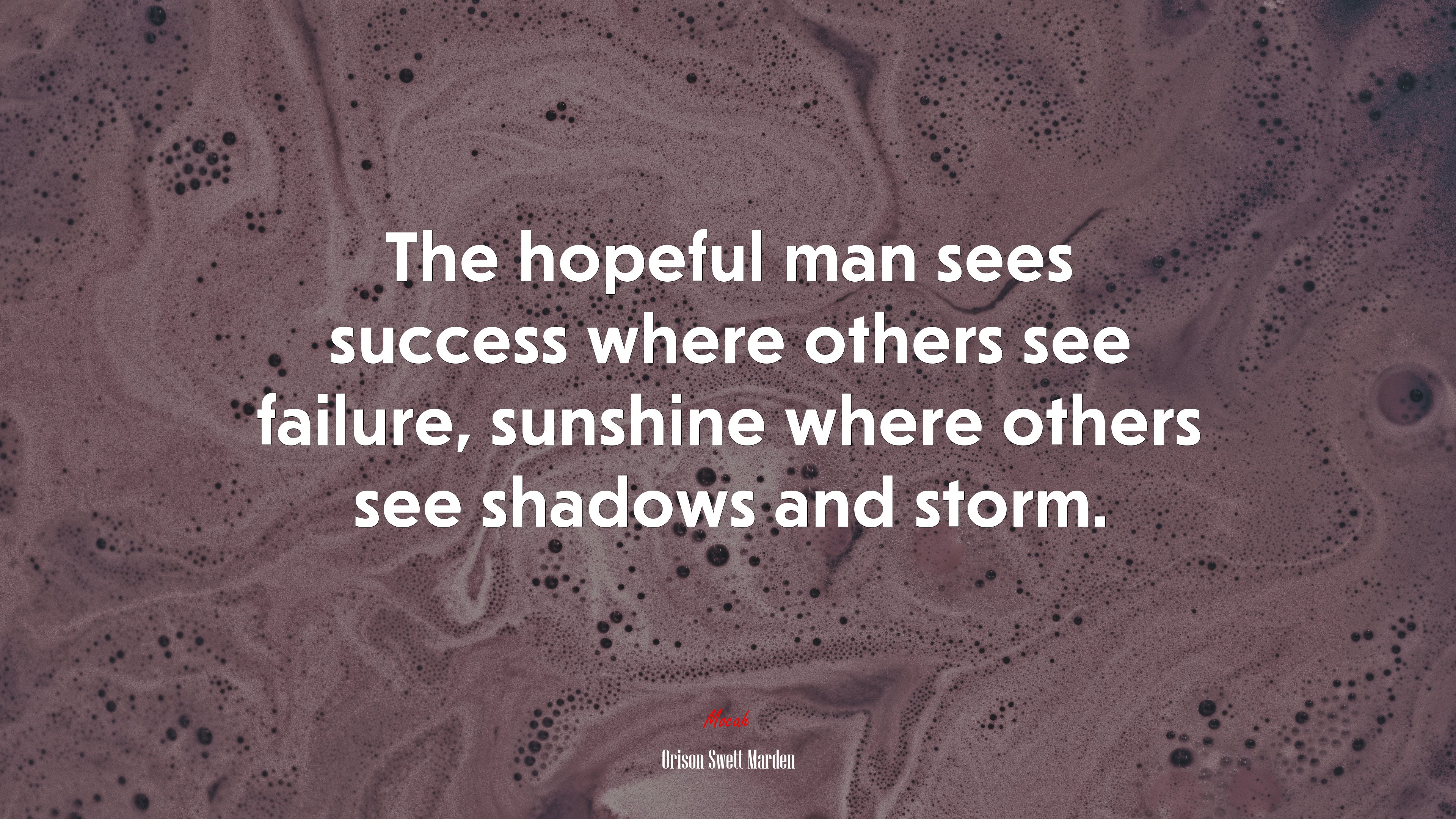 The hopeful man sees success where others see failure, sunshine where others see shadows and storm. | Orison Swett Marden quote HD Wallpaper