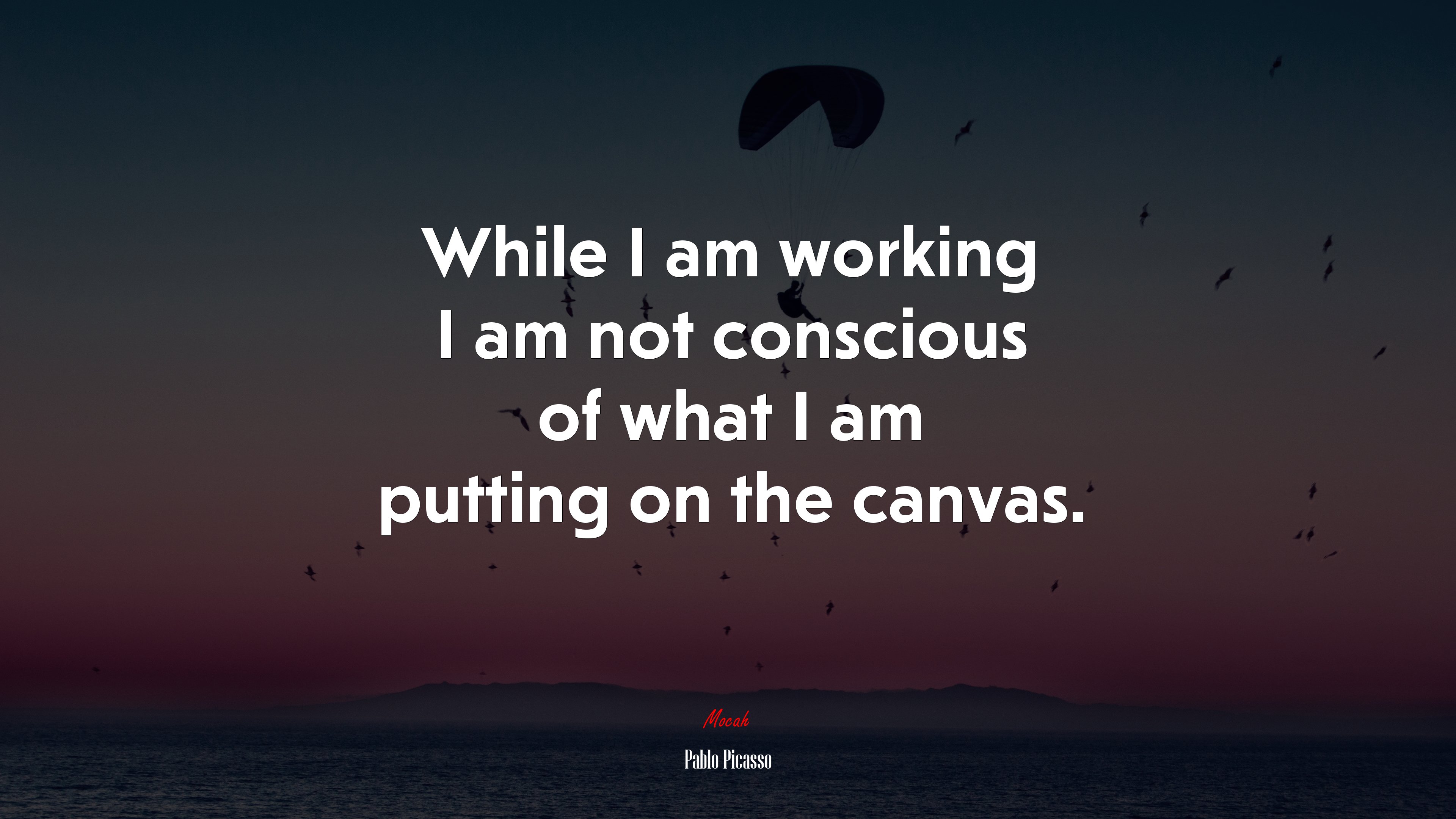 While I am working I am not conscious of what I am putting on the canvas. | Pablo Picasso quote HD Wallpaper