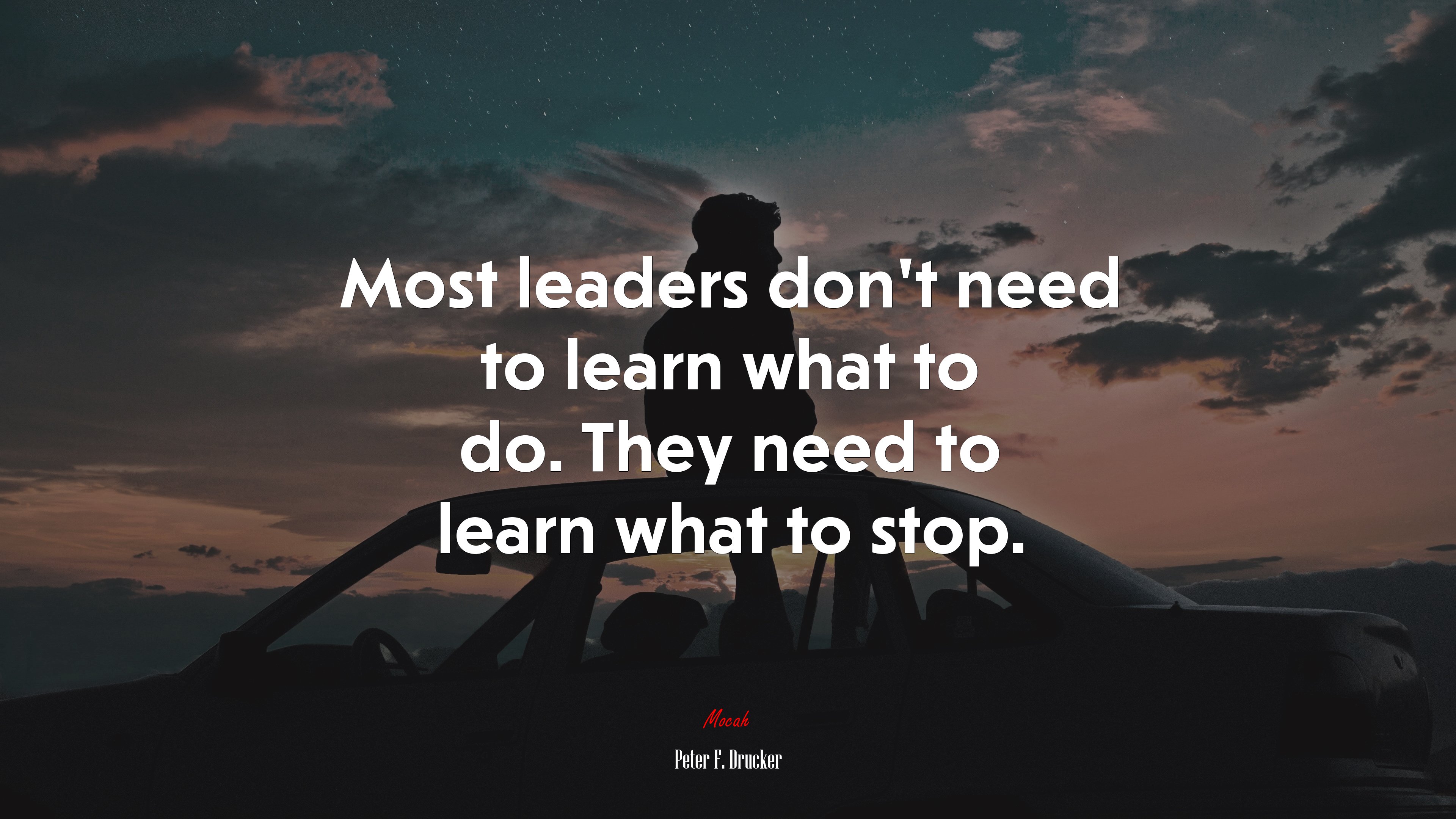 Most leaders don’t need to learn what to do. They need to learn what to stop. | Peter F. Drucker quote HD Wallpaper
