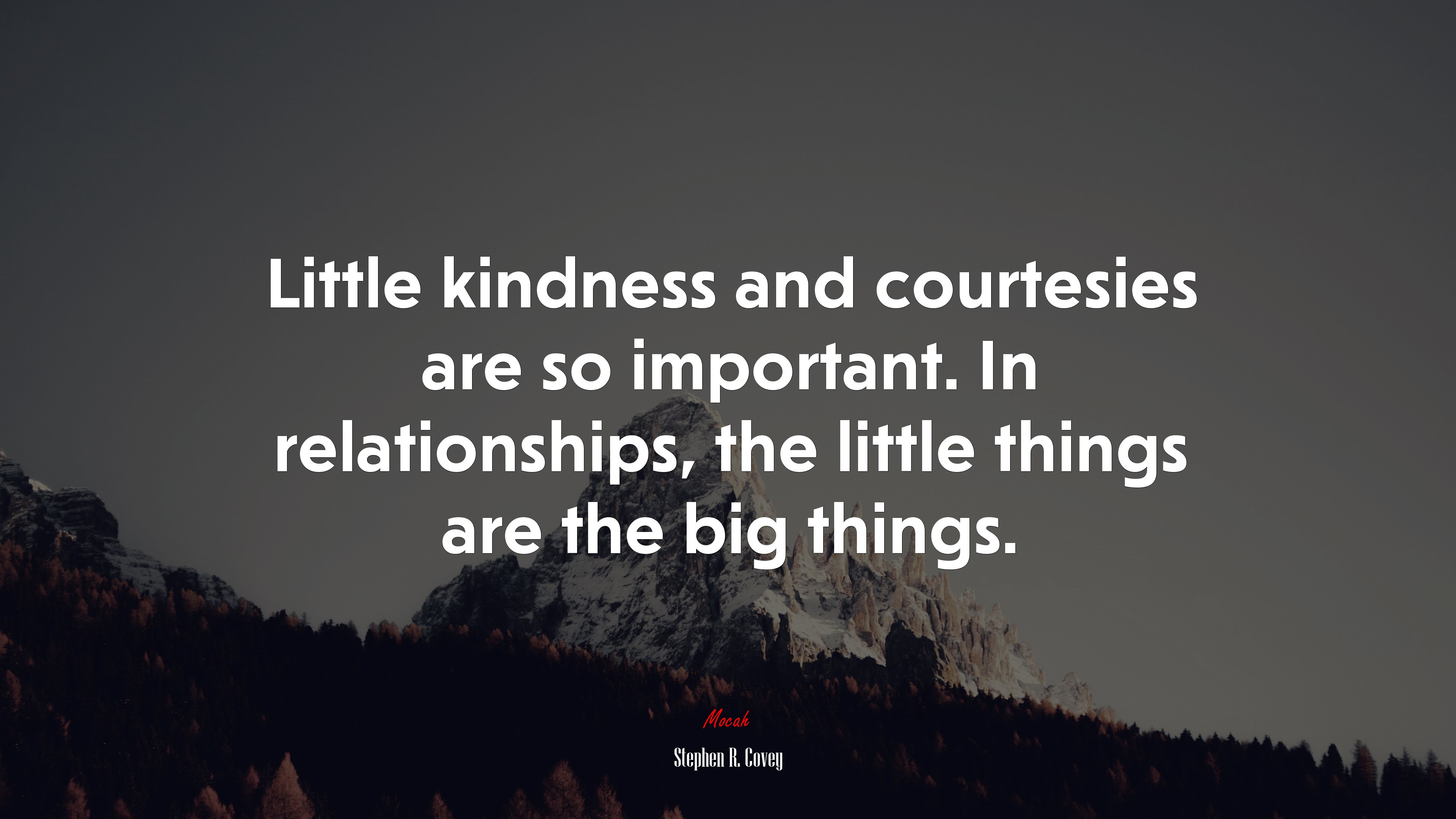 Little kindness and courtesies are so important. In relationships, the little things are the big things. | Stephen R. Covey quote HD Wallpaper
