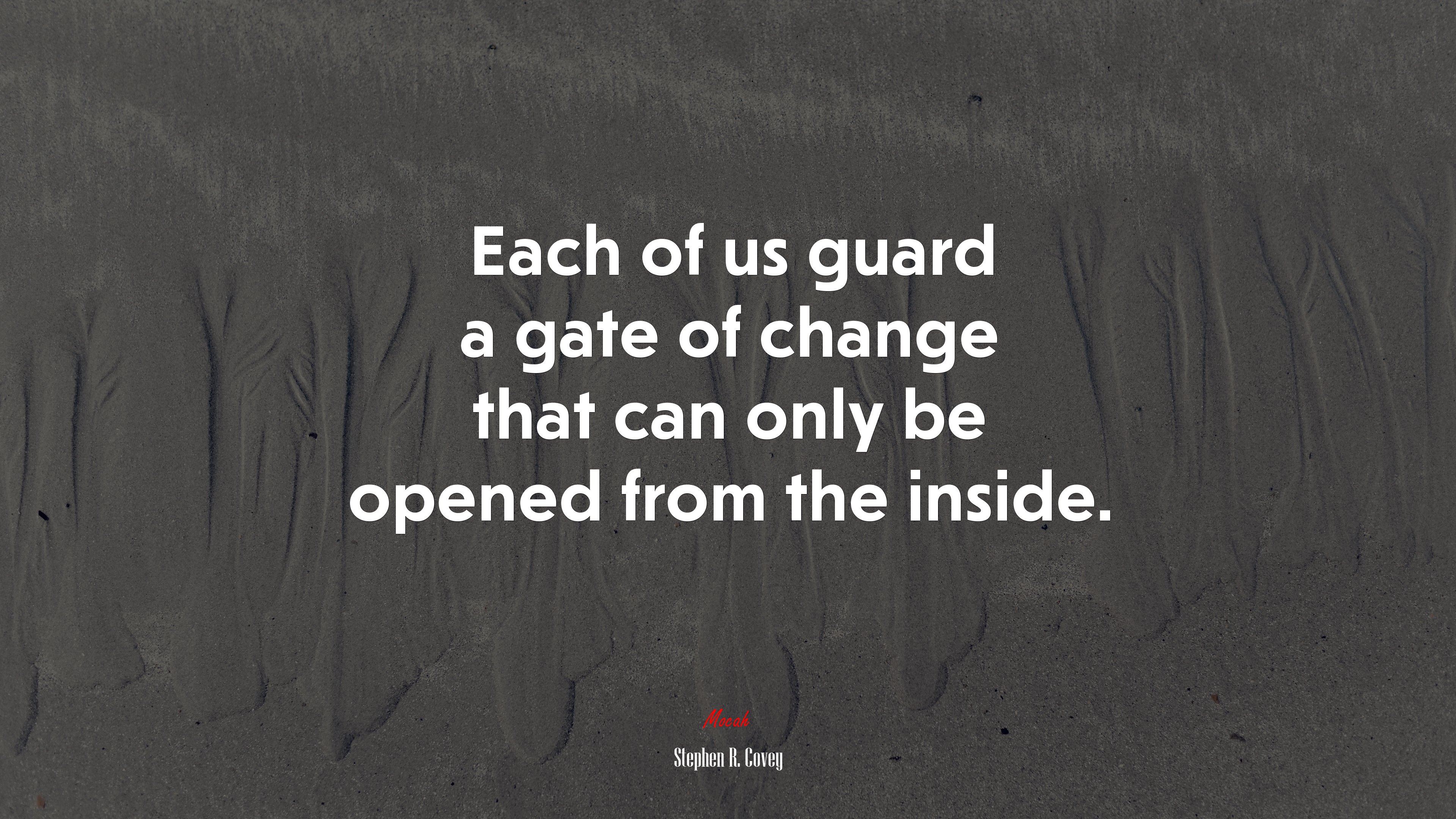 Each of us guard a gate of change that can only be opened from the inside. | Stephen R. Covey quote HD Wallpaper