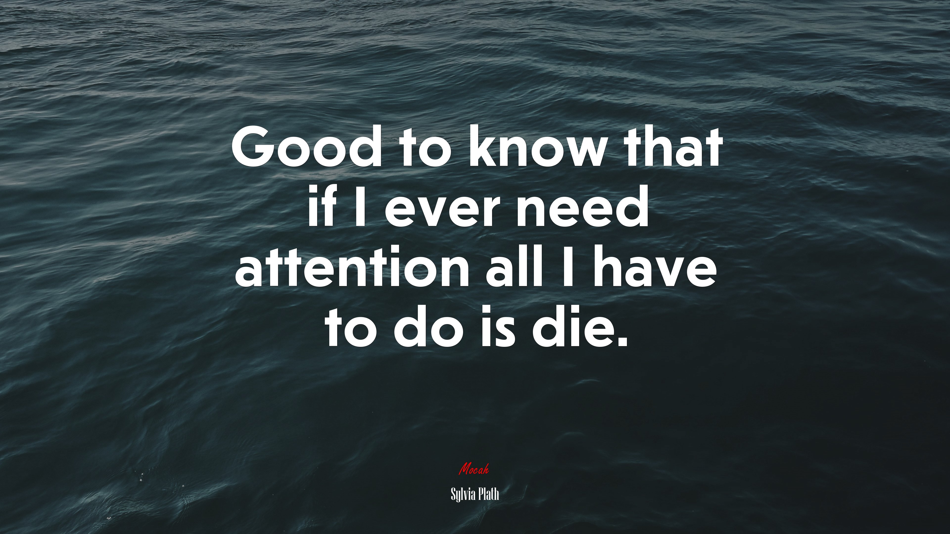 Good to know that if I ever need attention all I have to do is die. | Sylvia Plath quote HD Wallpaper