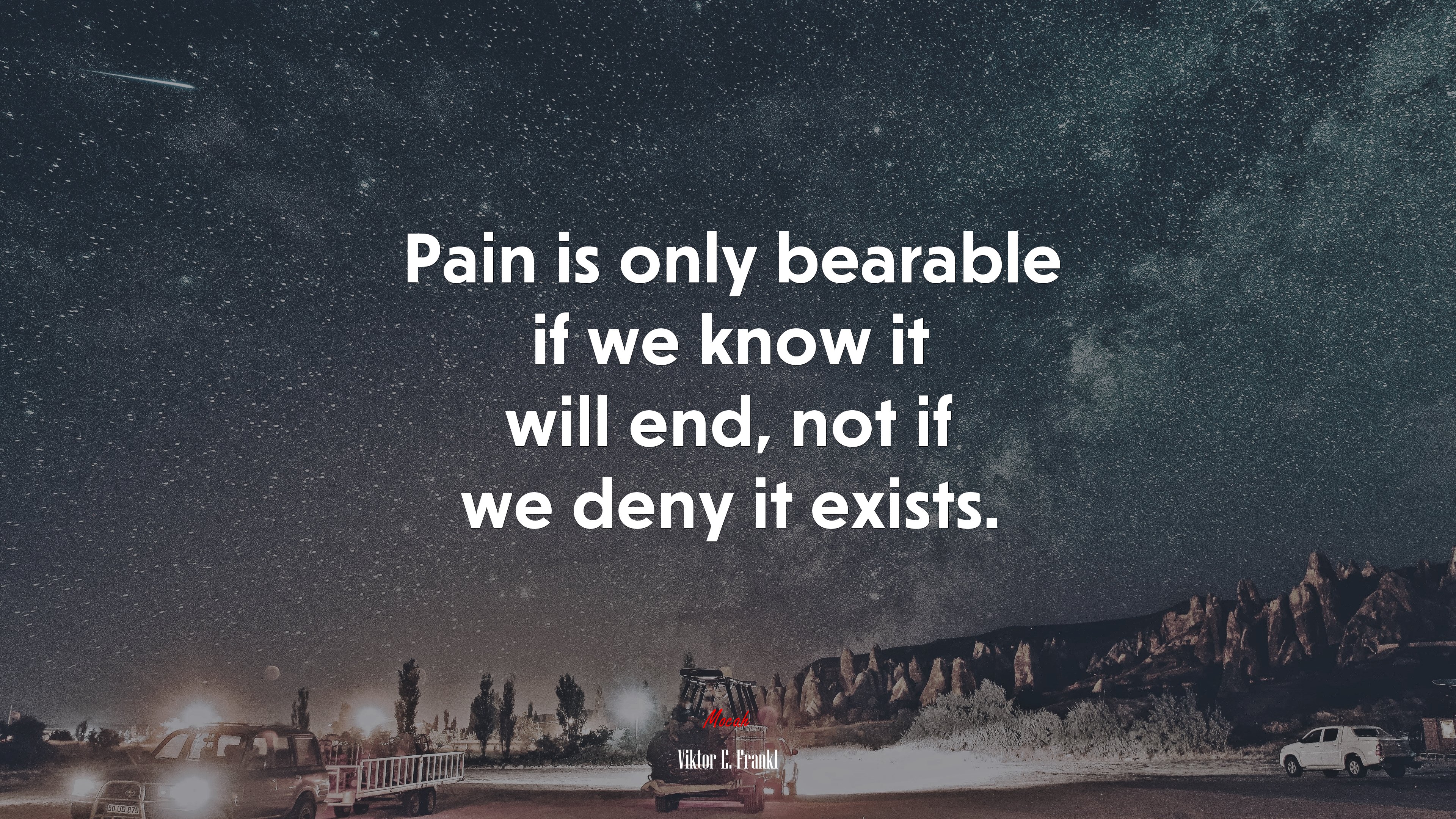 Pain is only bearable if we know it will end, not if we deny it exists. | Viktor E. Frankl quote HD Wallpaper