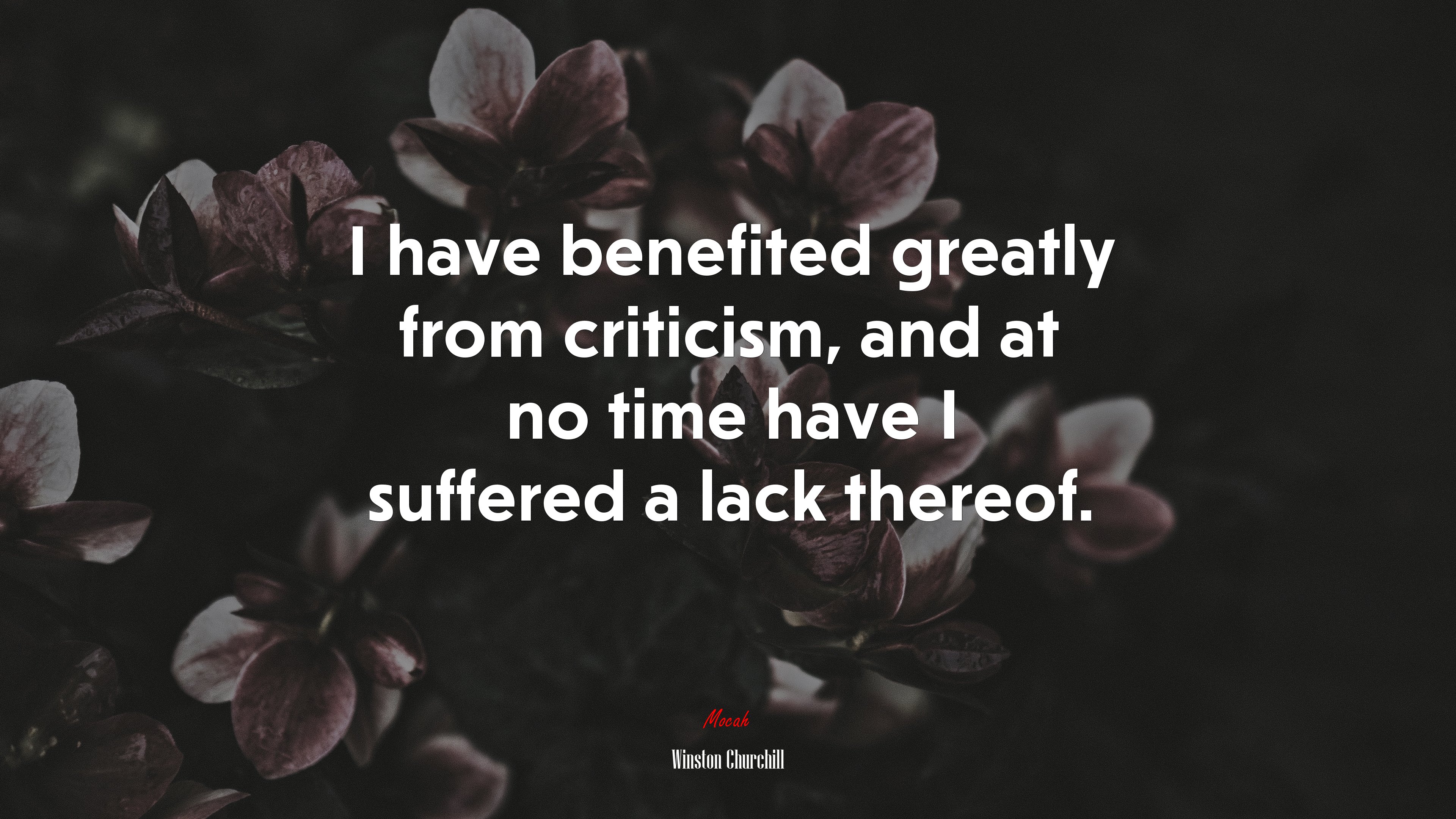 I have benefited greatly from criticism, and at no time have I suffered a lack thereof. | Winston Churchill quote HD Wallpaper