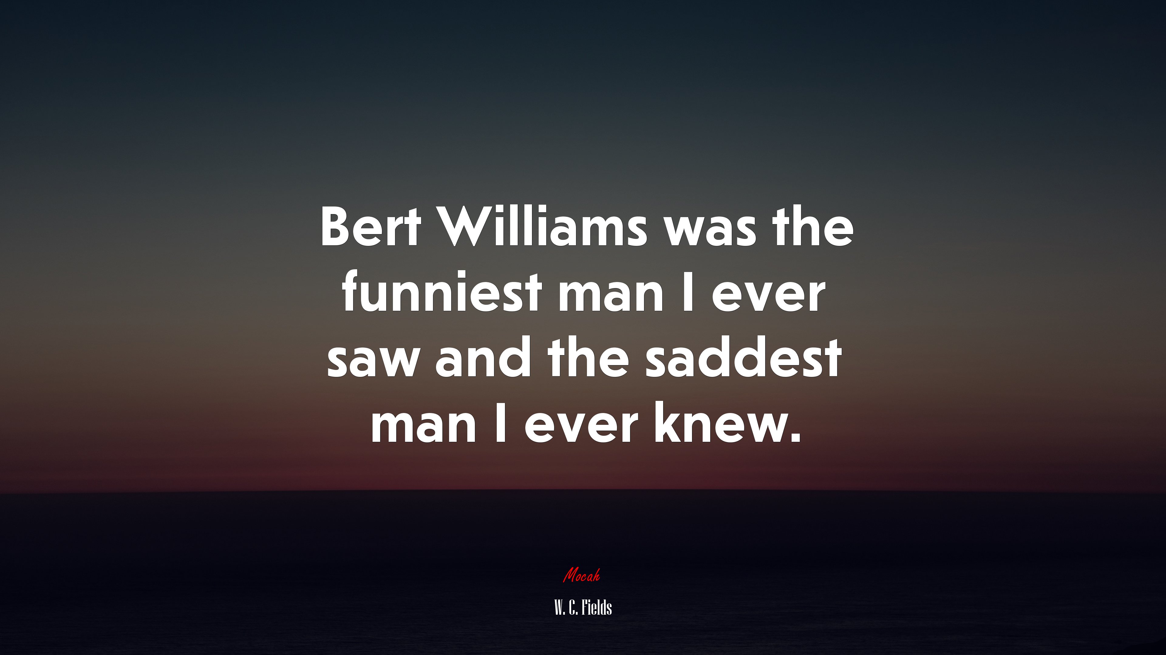 Bert Williams was the funniest man I ever saw and the saddest man I ever knew. | W. C. Fields quote HD Wallpaper