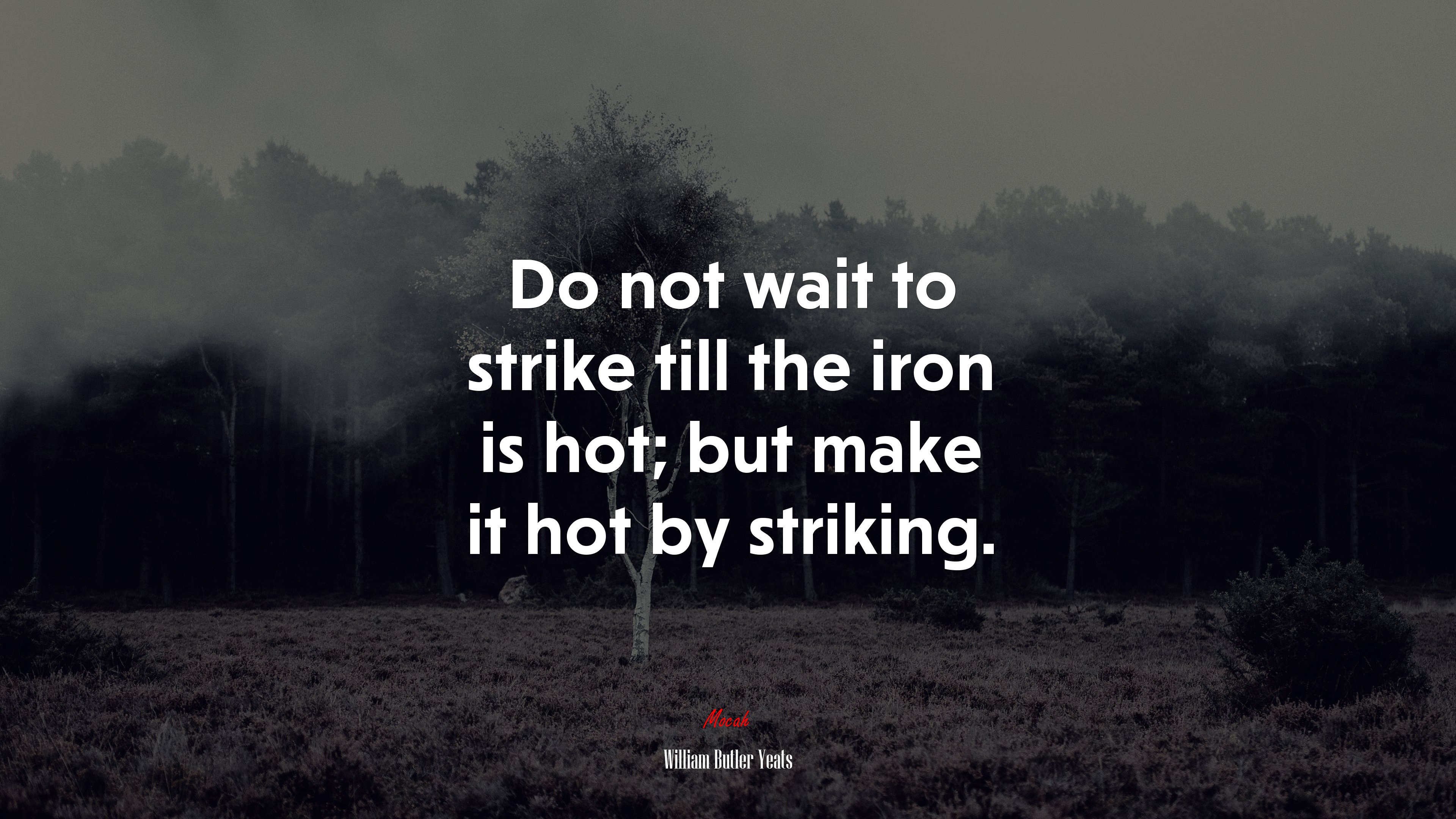 Do not wait to strike till the iron is hot; but make it hot by striking. | William Butler Yeats quote HD Wallpaper