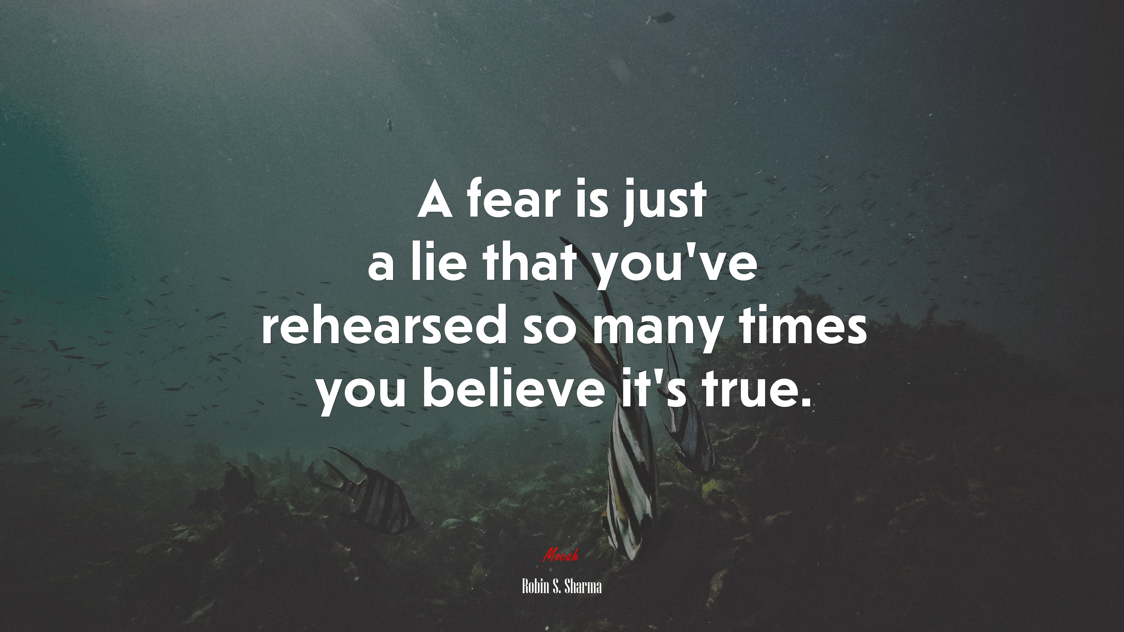 A fear is just a lie that you’ve rehearsed so many times you believe it’s true. | Robin S. Sharma quote HD Wallpaper
