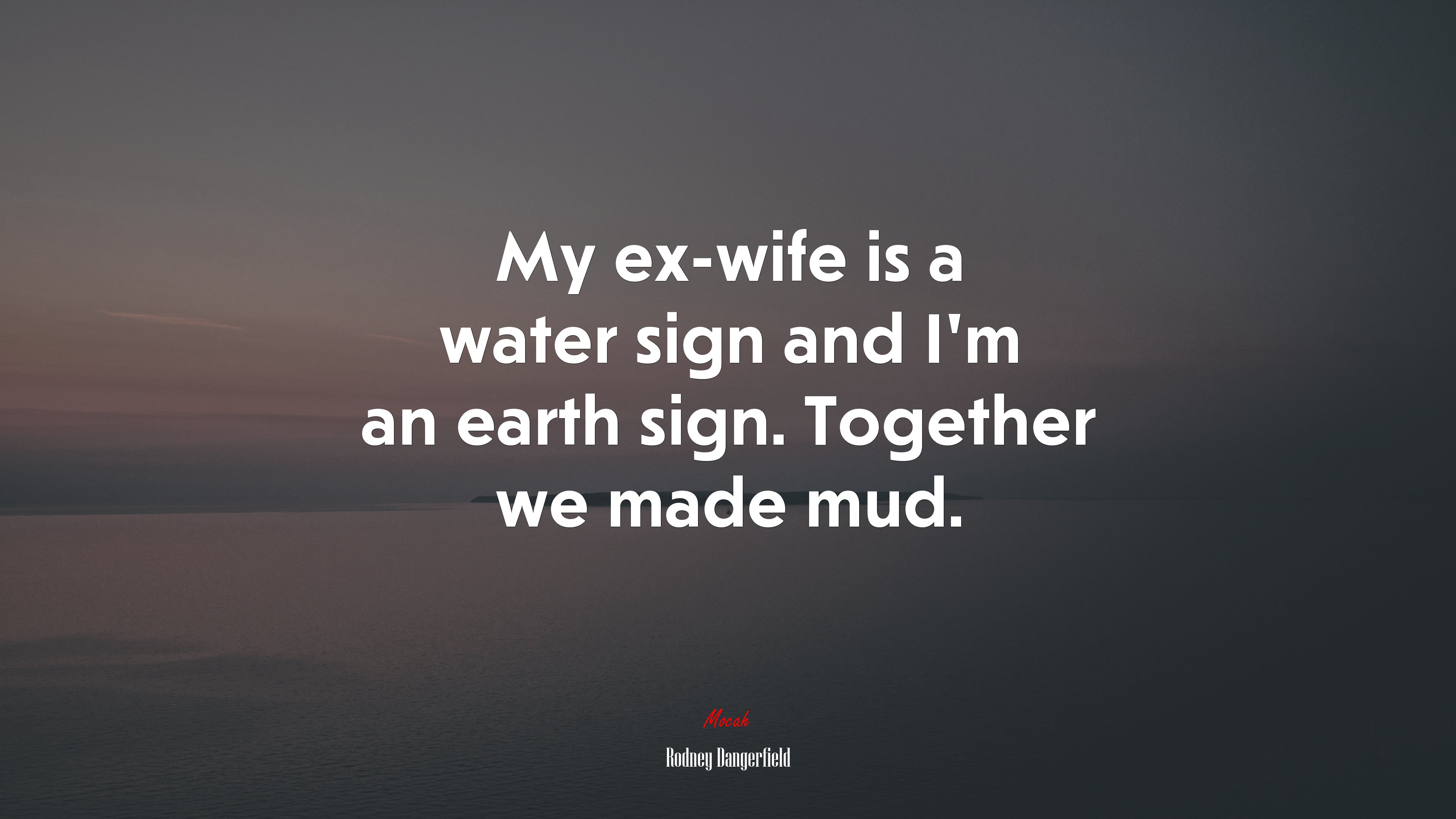 My ex-wife is a water sign and I’m an earth sign. Together we made mud. | Rodney Dangerfield quote HD Wallpaper