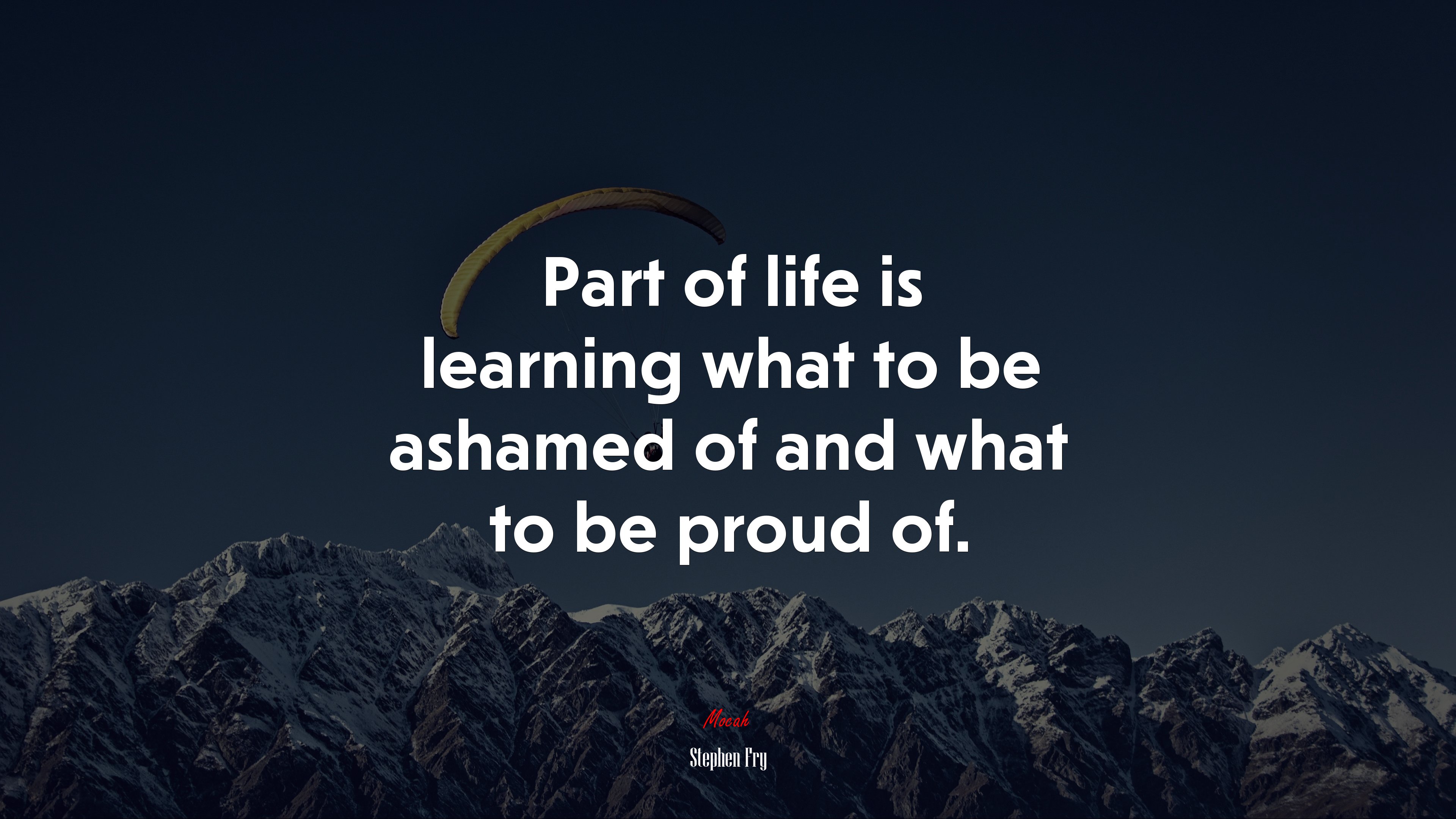 Part of life is learning what to be ashamed of and what to be proud of. | Stephen Fry quote HD Wallpaper