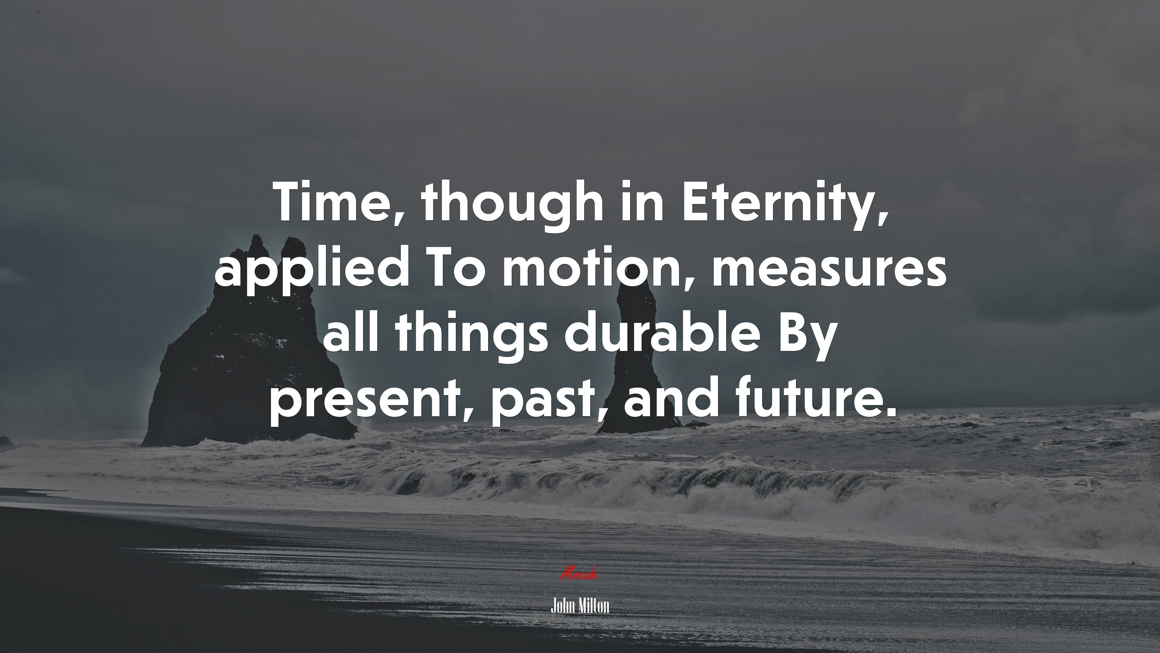Time, though in Eternity, applied To motion, measures all things durable By present, past, and future. | John Milton quote HD Wallpaper