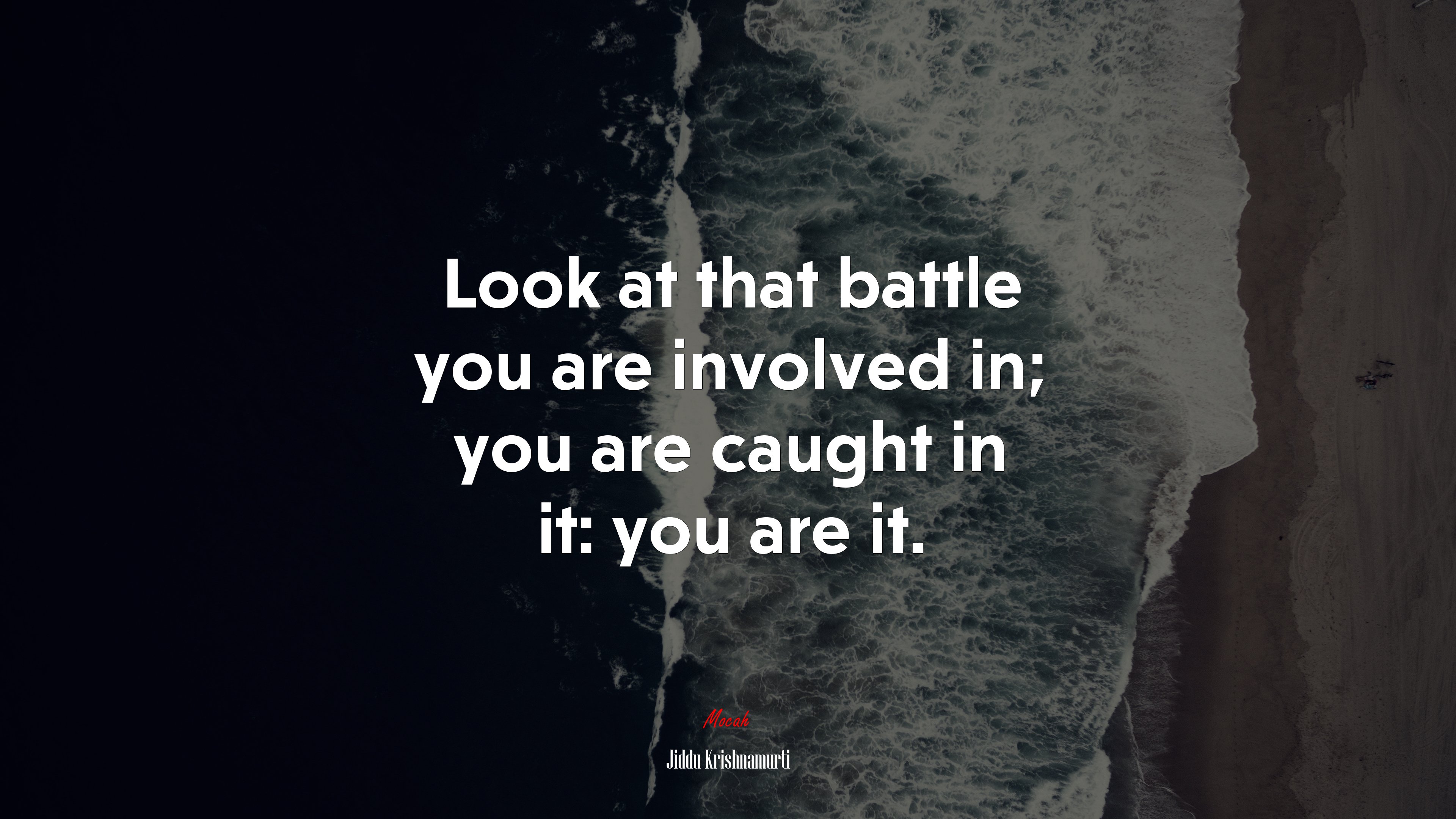 Look at that battle you are involved in; you are caught in it: you are it. | Jiddu Krishnamurti quote HD Wallpaper
