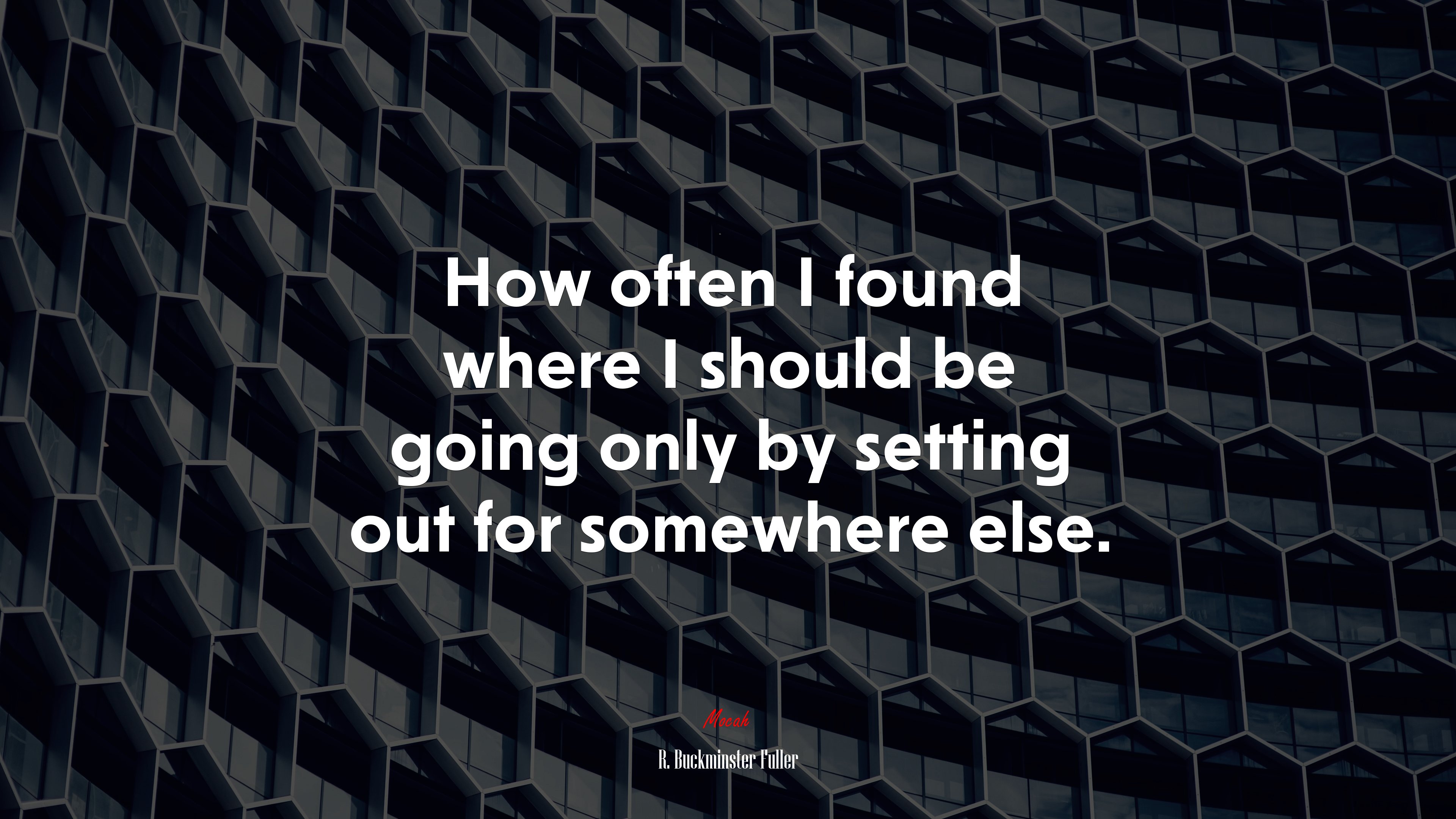 How often I found where I should be going only by setting out for somewhere else. | R. Buckminster Fuller quote HD Wallpaper