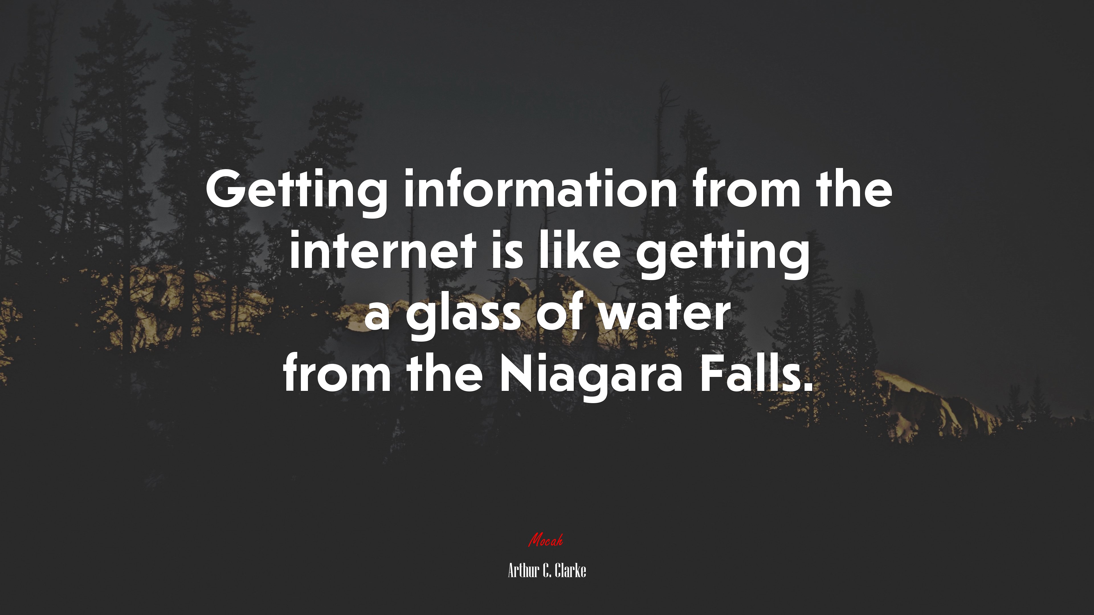 Getting information from the internet is like getting a glass of water from the Niagara Falls. | Arthur C. Clarke quote HD Wallpaper