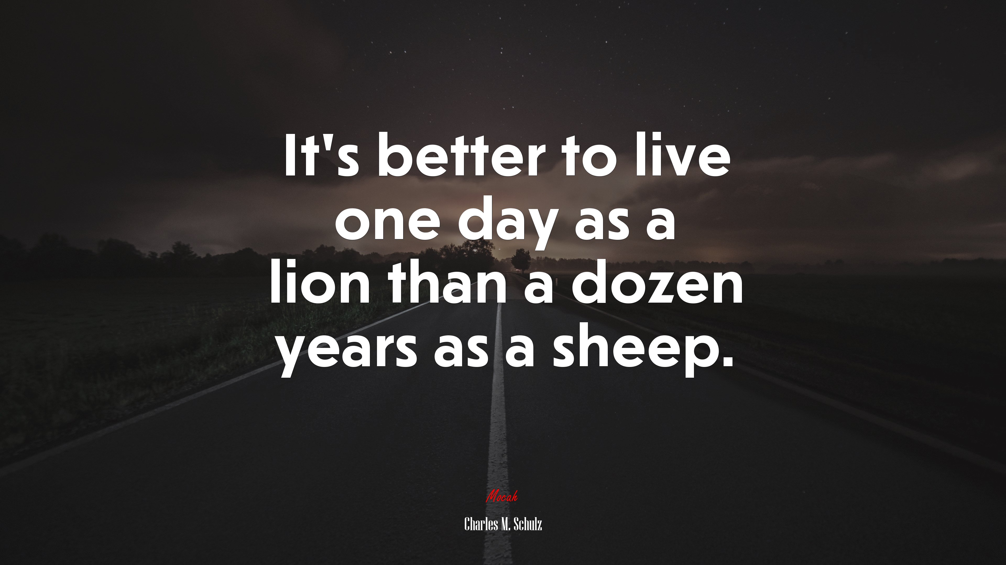 It’s better to live one day as a lion than a dozen years as a sheep. | Charles M. Schulz quote HD Wallpaper