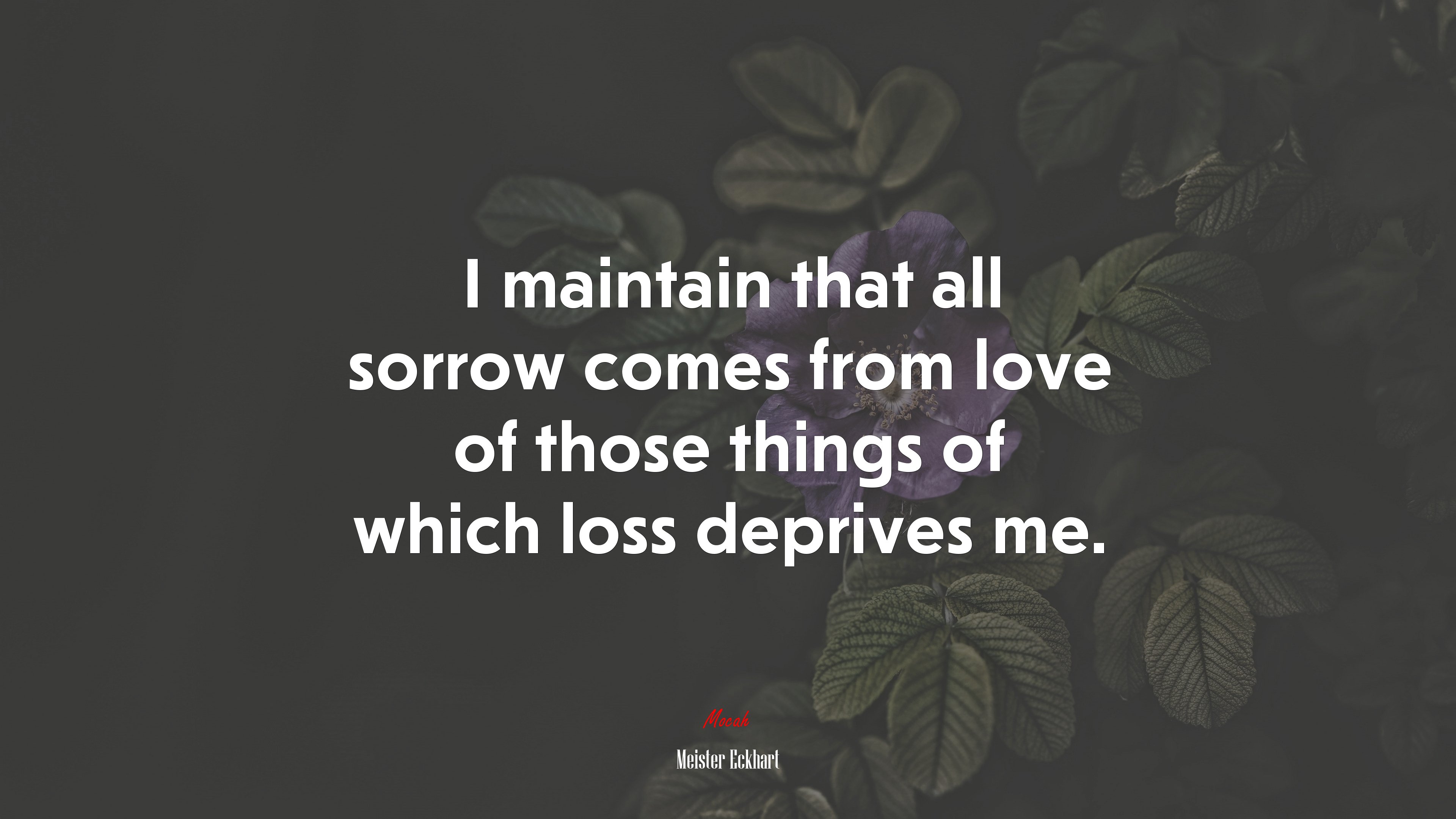 I maintain that all sorrow comes from love of those things of which loss deprives me. | Meister Eckhart quote HD Wallpaper