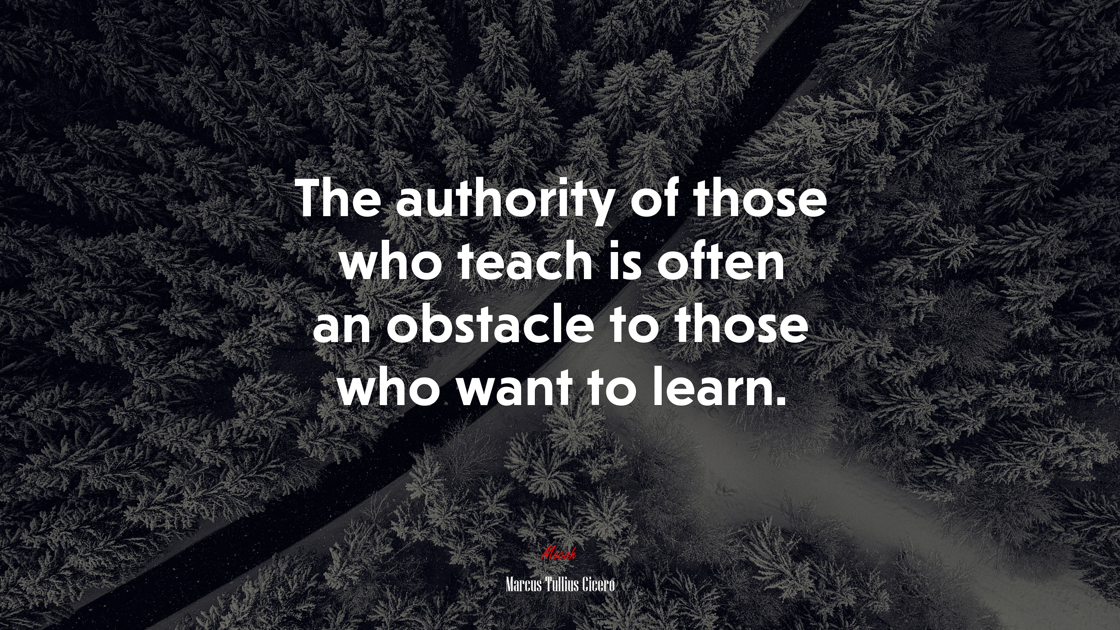 The authority of those who teach is often an obstacle to those who want to learn. | Marcus Tullius Cicero quote HD Wallpaper