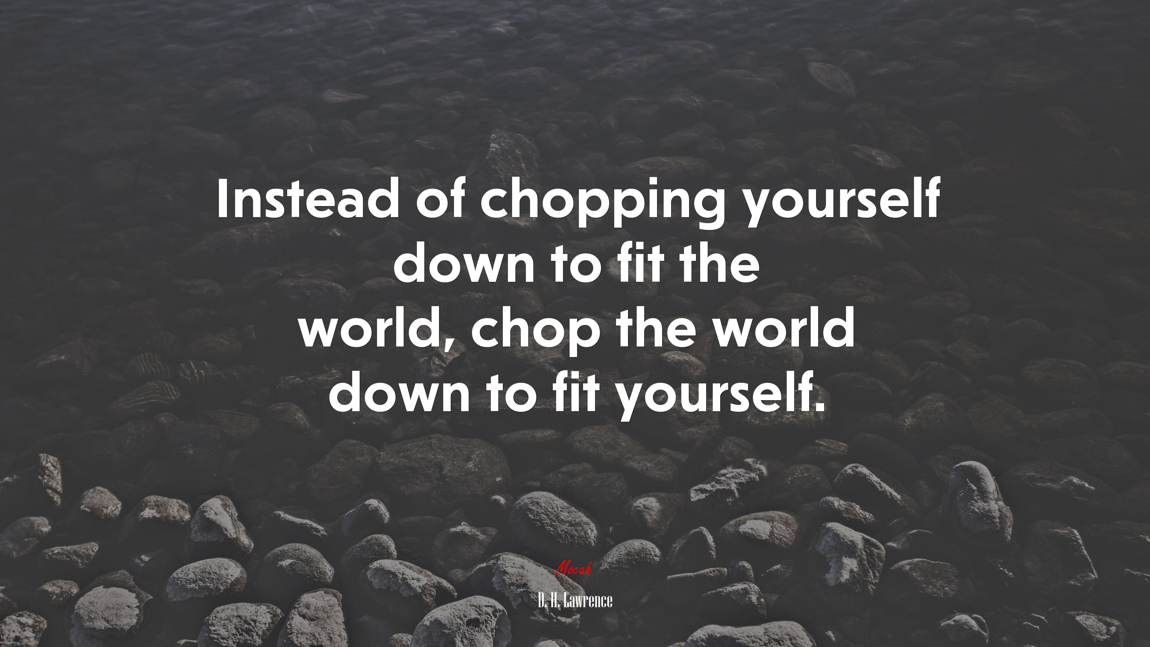 Instead of chopping yourself down to fit the world, chop the world down to fit yourself. | D. H. Lawrence quote HD Wallpaper