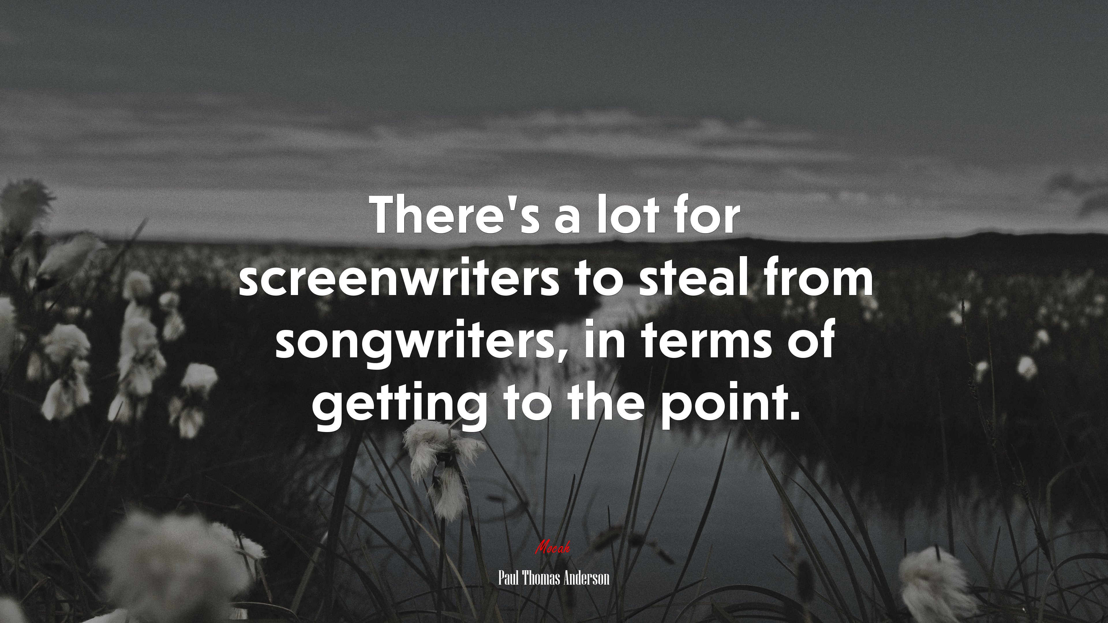 There’s a lot for screenwriters to steal from songwriters, in terms of getting to the point. | Paul Thomas Anderson quote HD Wallpaper