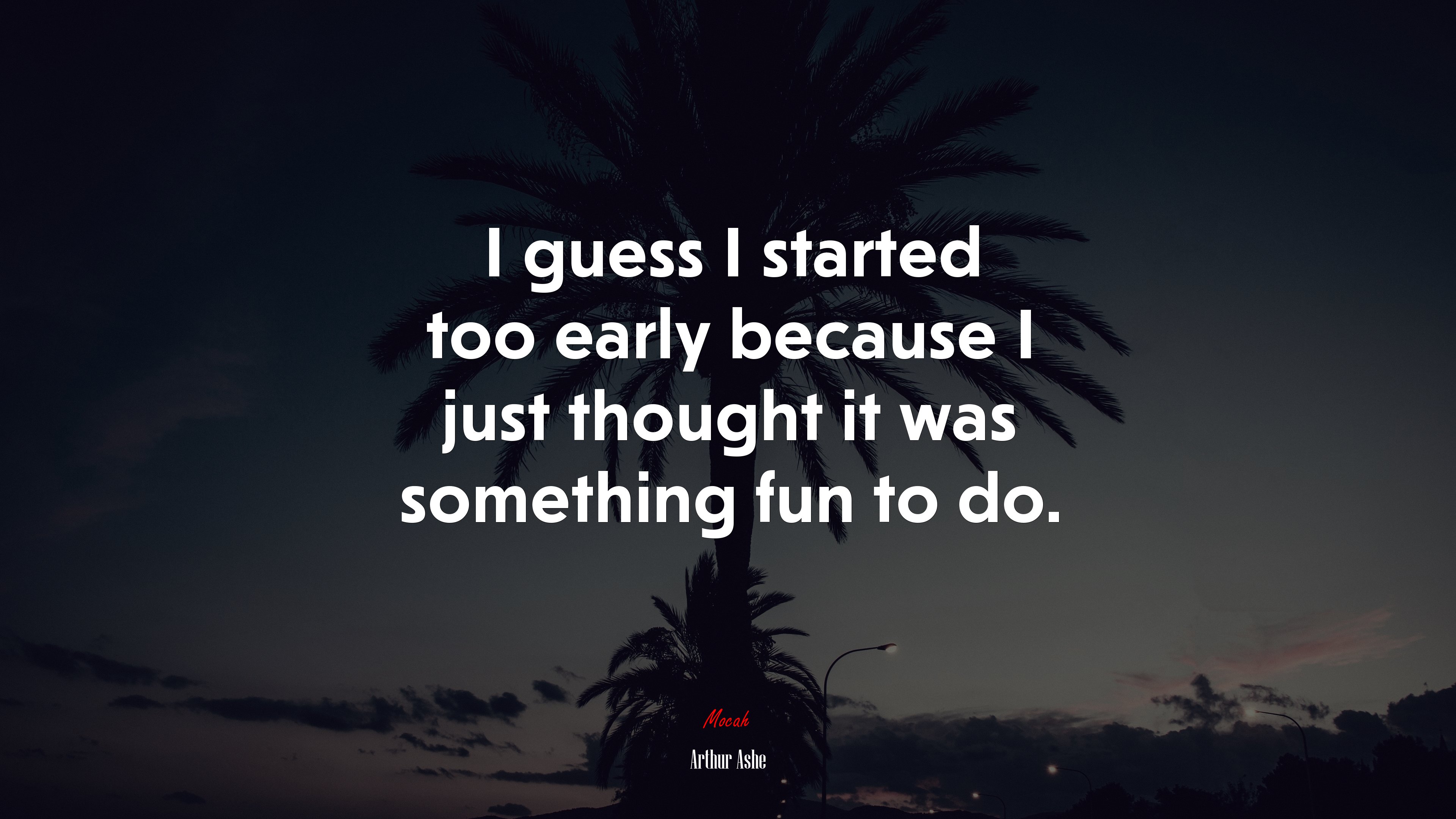 I guess I started too early because I just thought it was something fun to do. | Arthur Ashe quote HD Wallpaper
