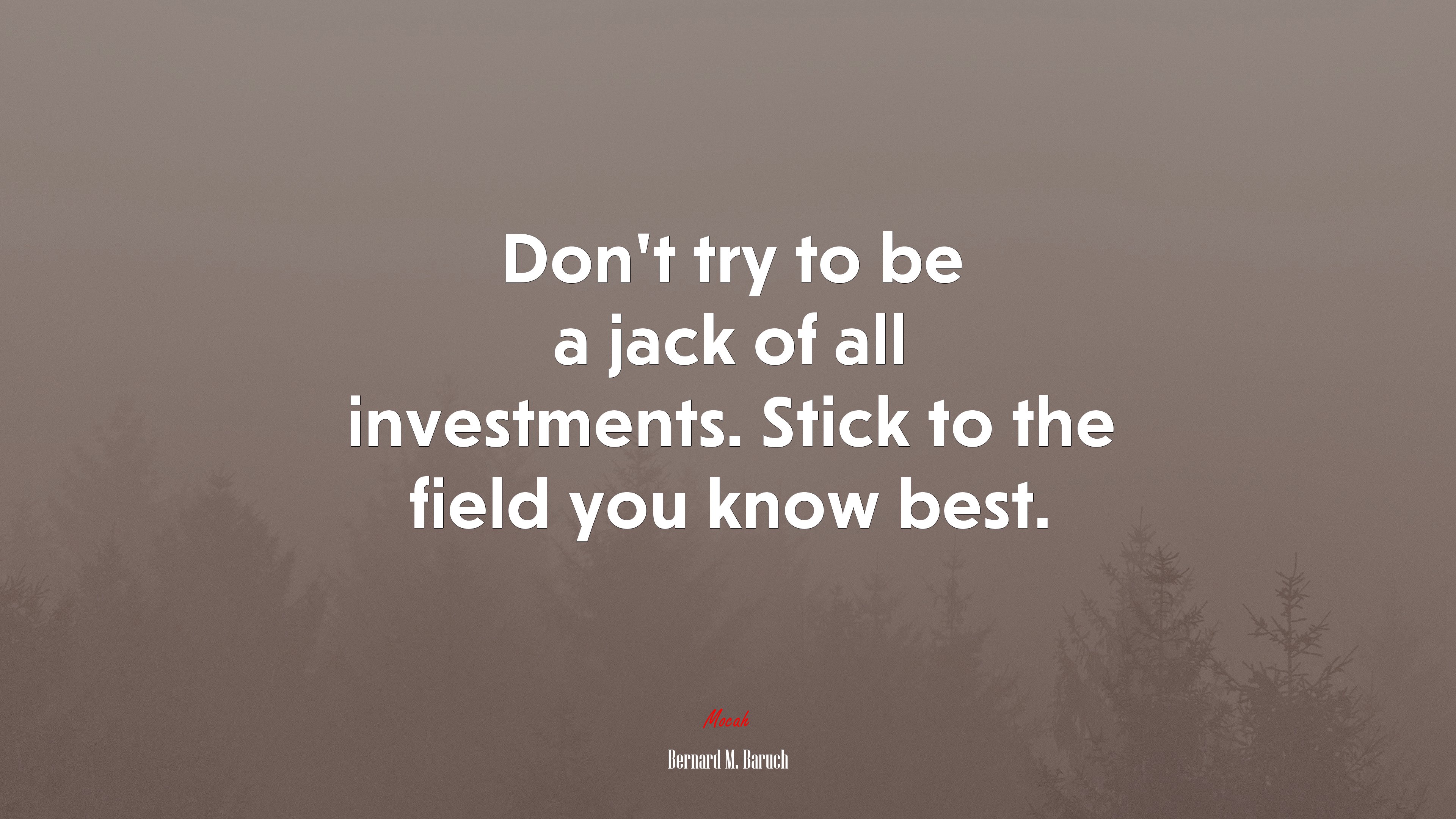 Don’t try to be a jack of all investments. Stick to the field you know best. | Bernard M. Baruch quote HD Wallpaper