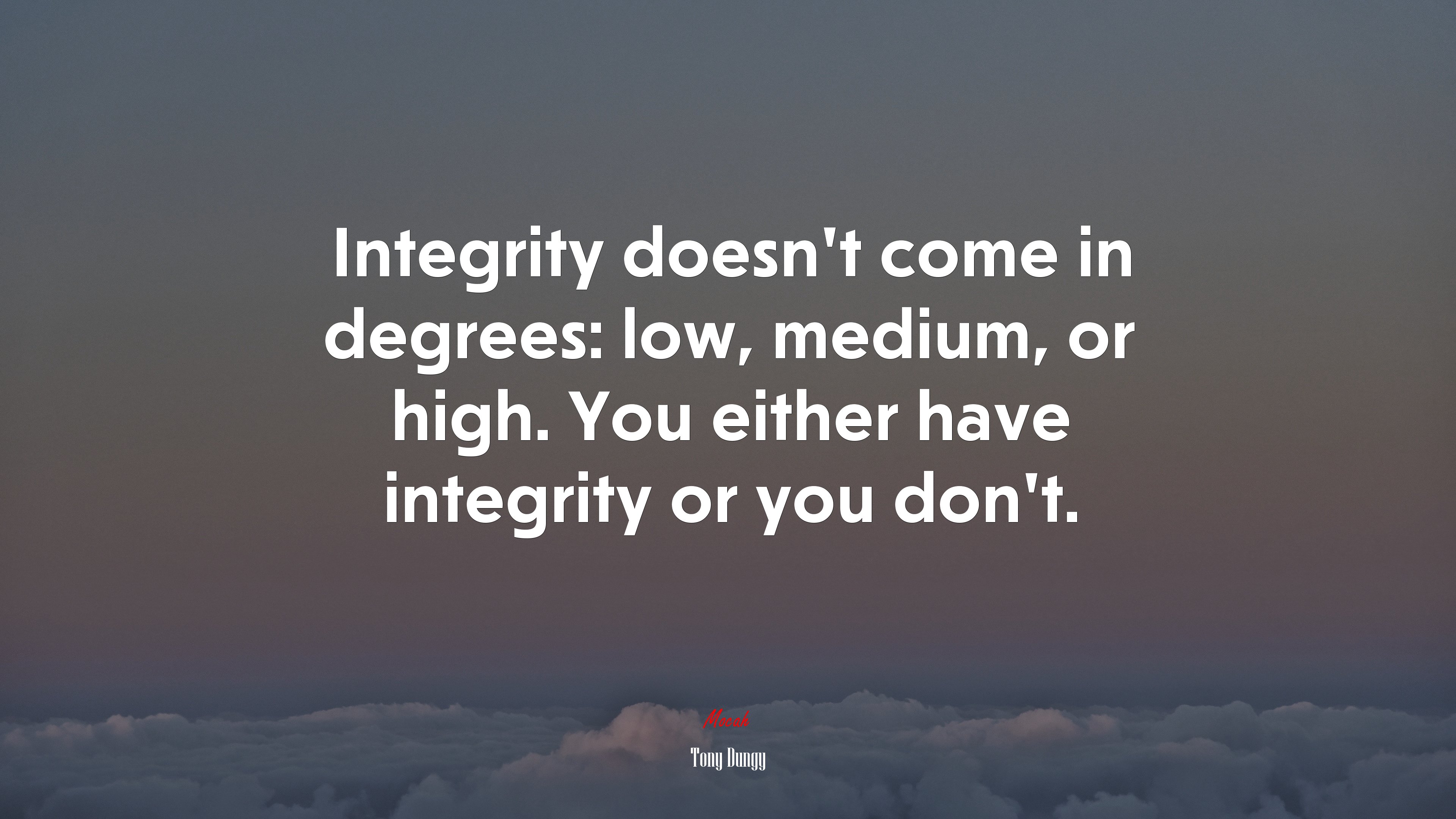 Integrity doesn’t come in degrees: low, medium, or high. You either have integrity or you don’t. | Tony Dungy quote HD Wallpaper