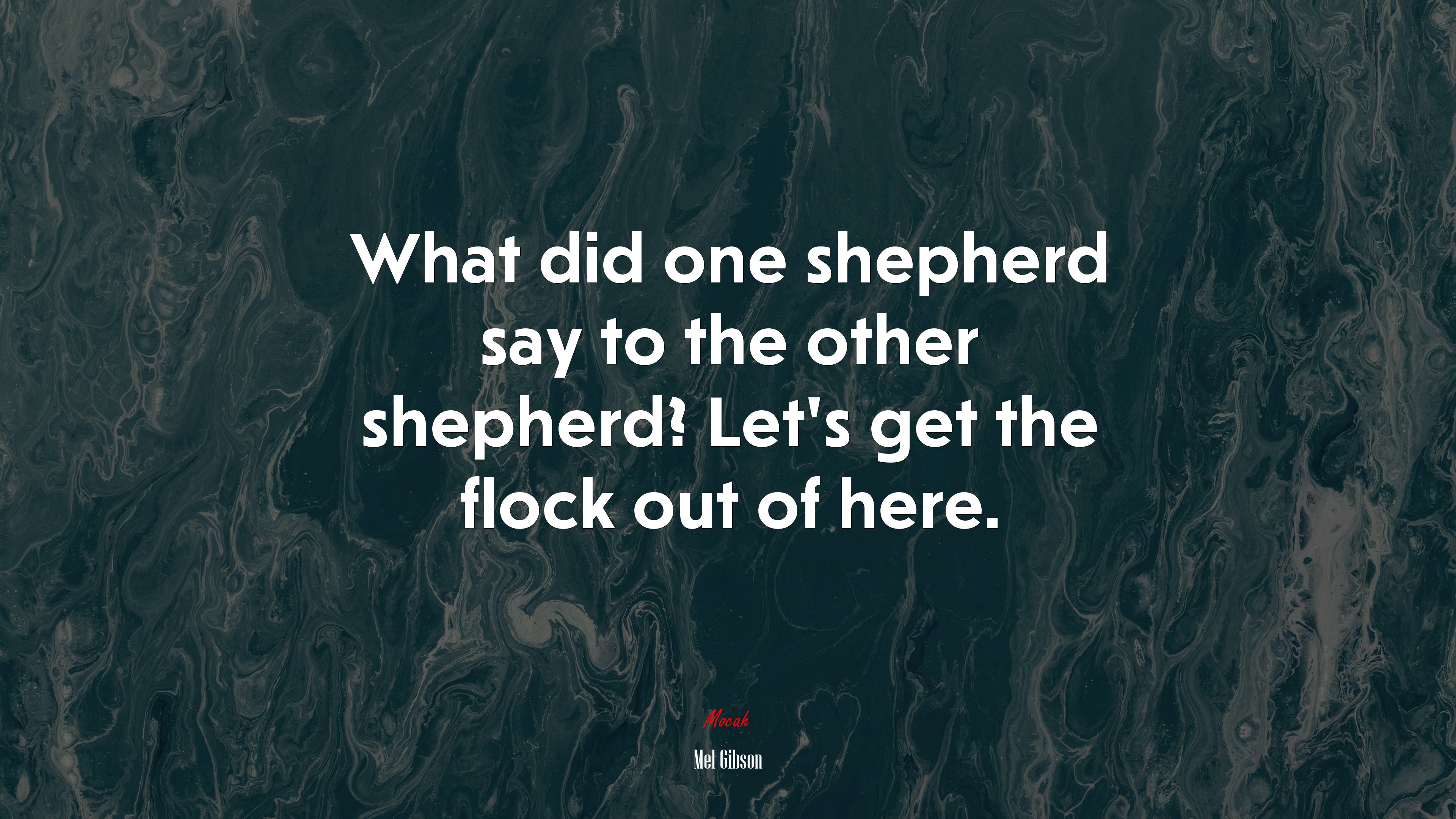 What did one shepherd say to the other shepherd? Let’s get the flock out of here. | Mel Gibson quote HD Wallpaper